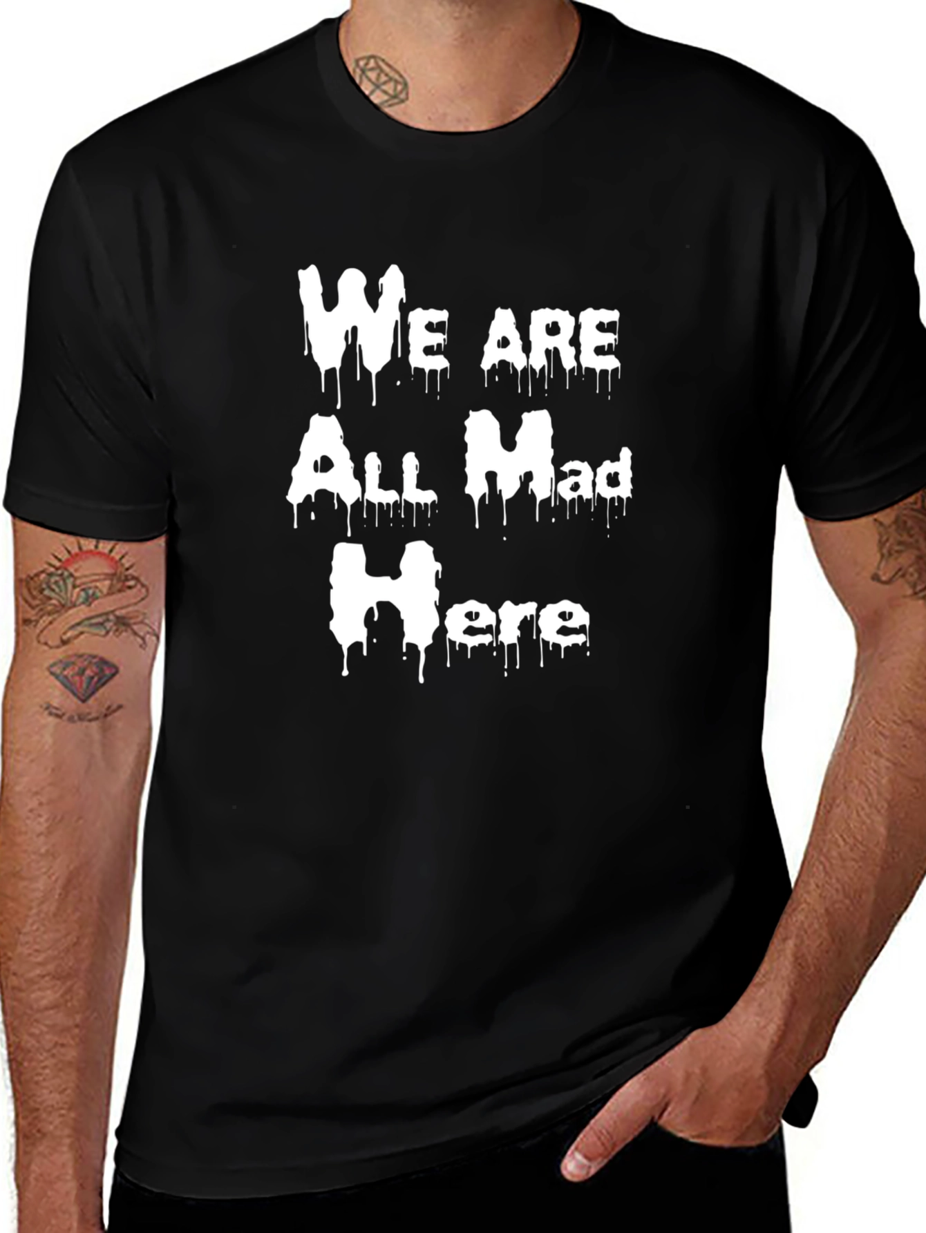 We Are All Mad Here Graphic Tee - Black Cotton T-Shirt