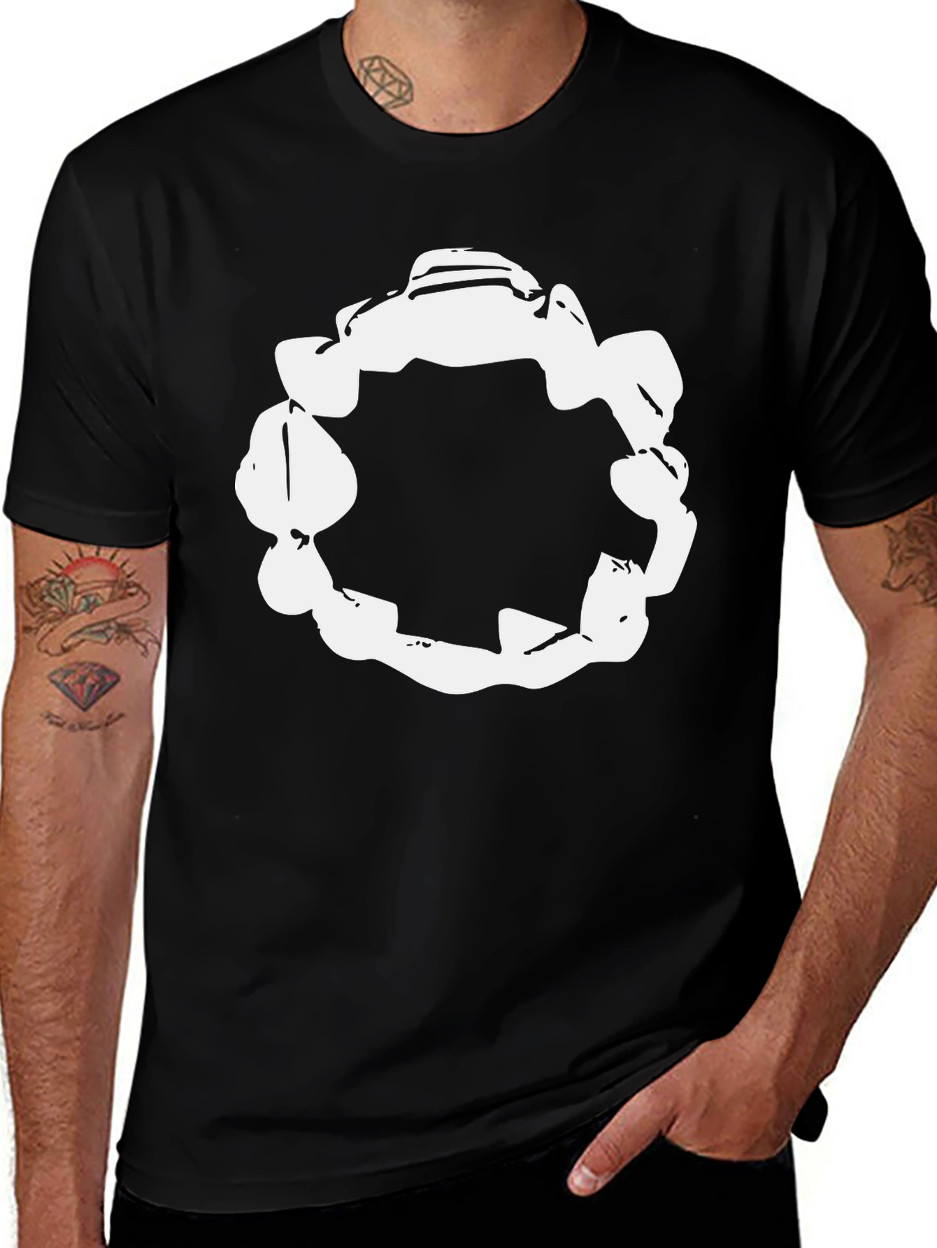 Variant 16 of Abstract White Circle Graphic Black T-Shirt