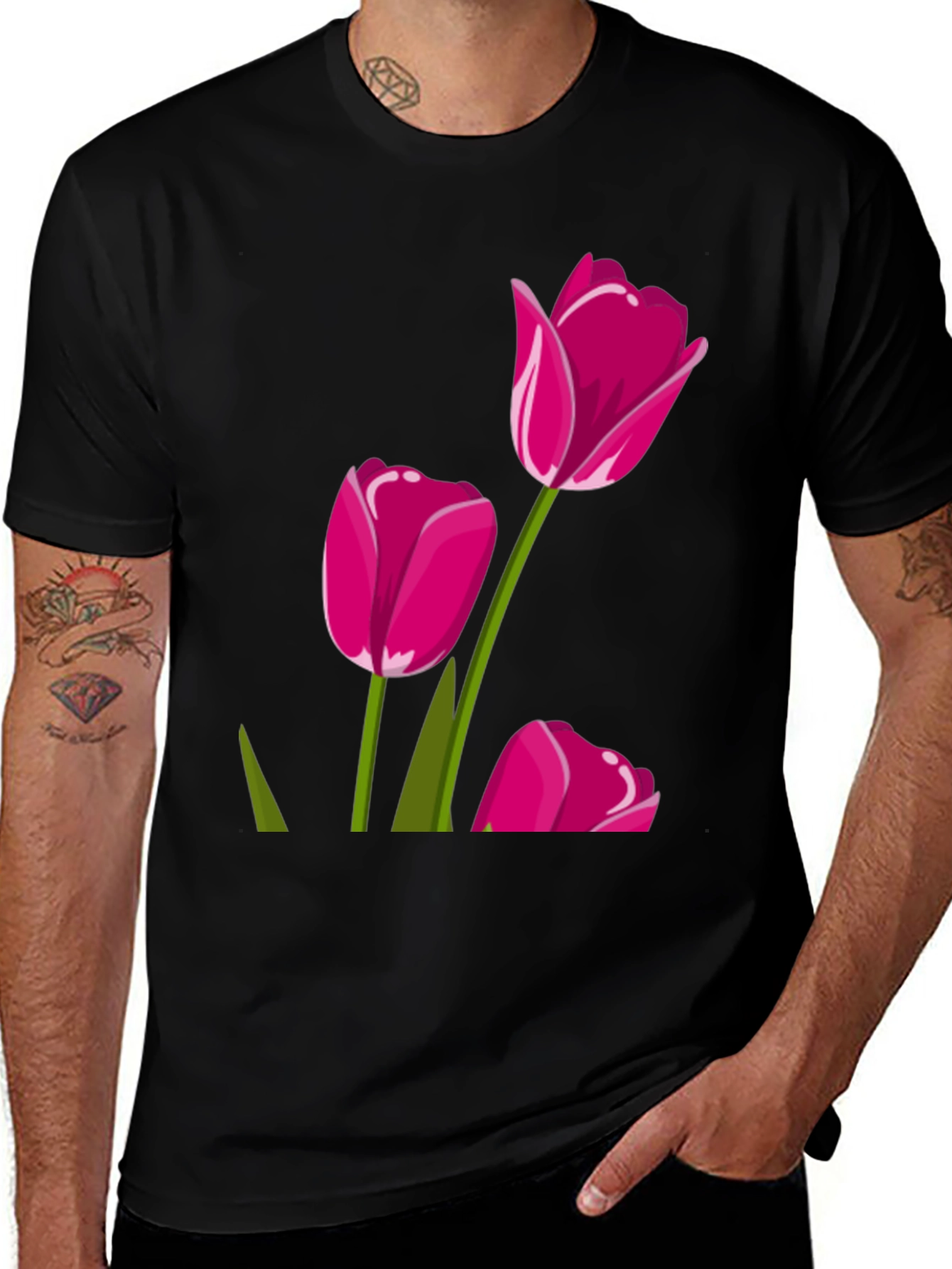 Variant 25 of Tulip Graphic Tee - Stylish Floral Design