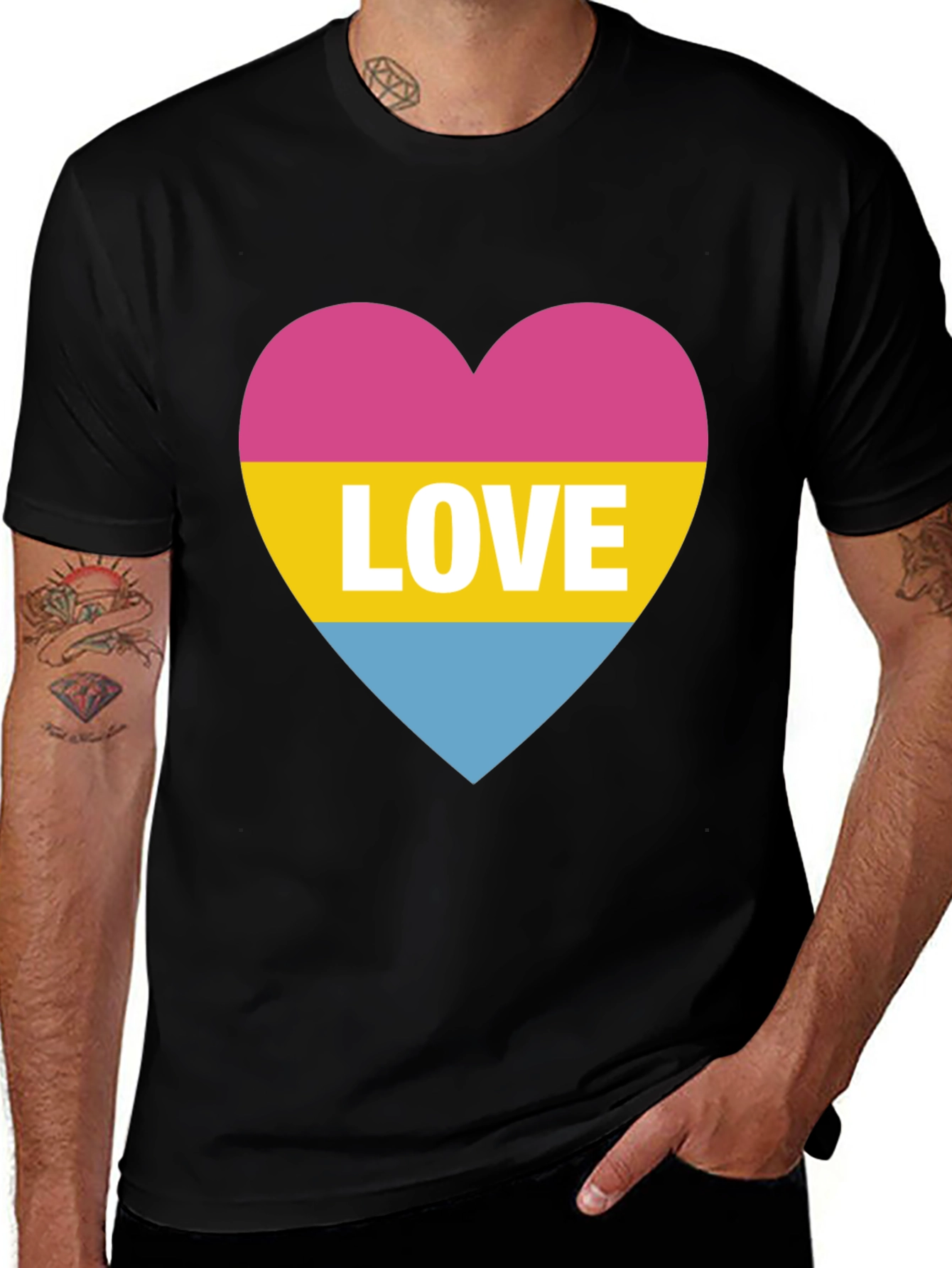 Pansexual Pride Love Heart Graphic T-Shirt