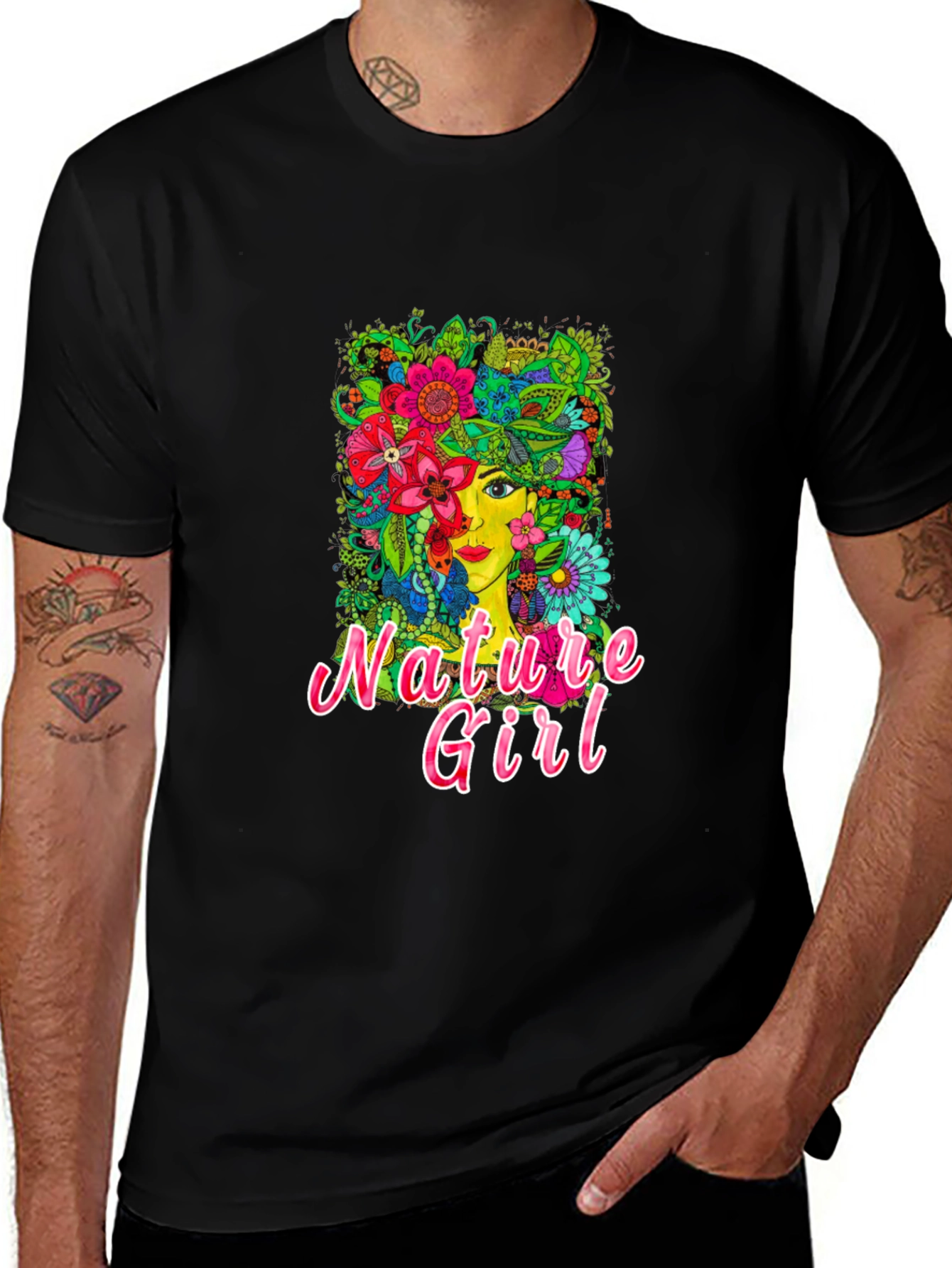 Variant 25 of Nature Girl Graphic Print Black T-Shirt