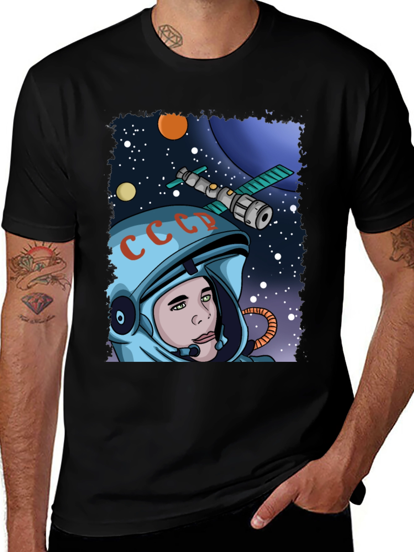 Variant 22 of Soviet Cosmonaut T-Shirt - Retro Space Design