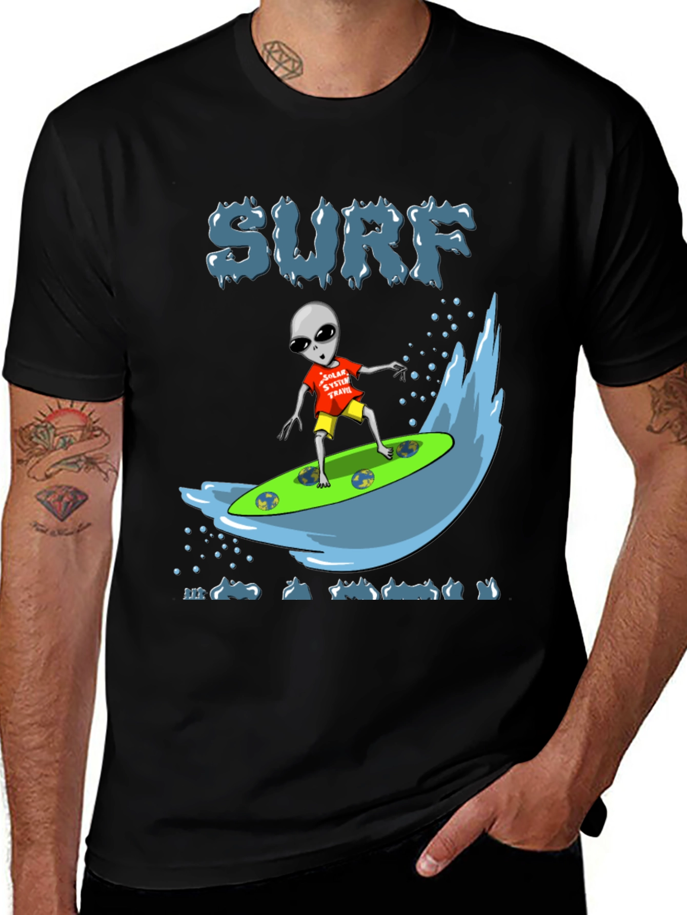 Variant 19 of Alien Surfing T-Shirt - Space Travel Tee