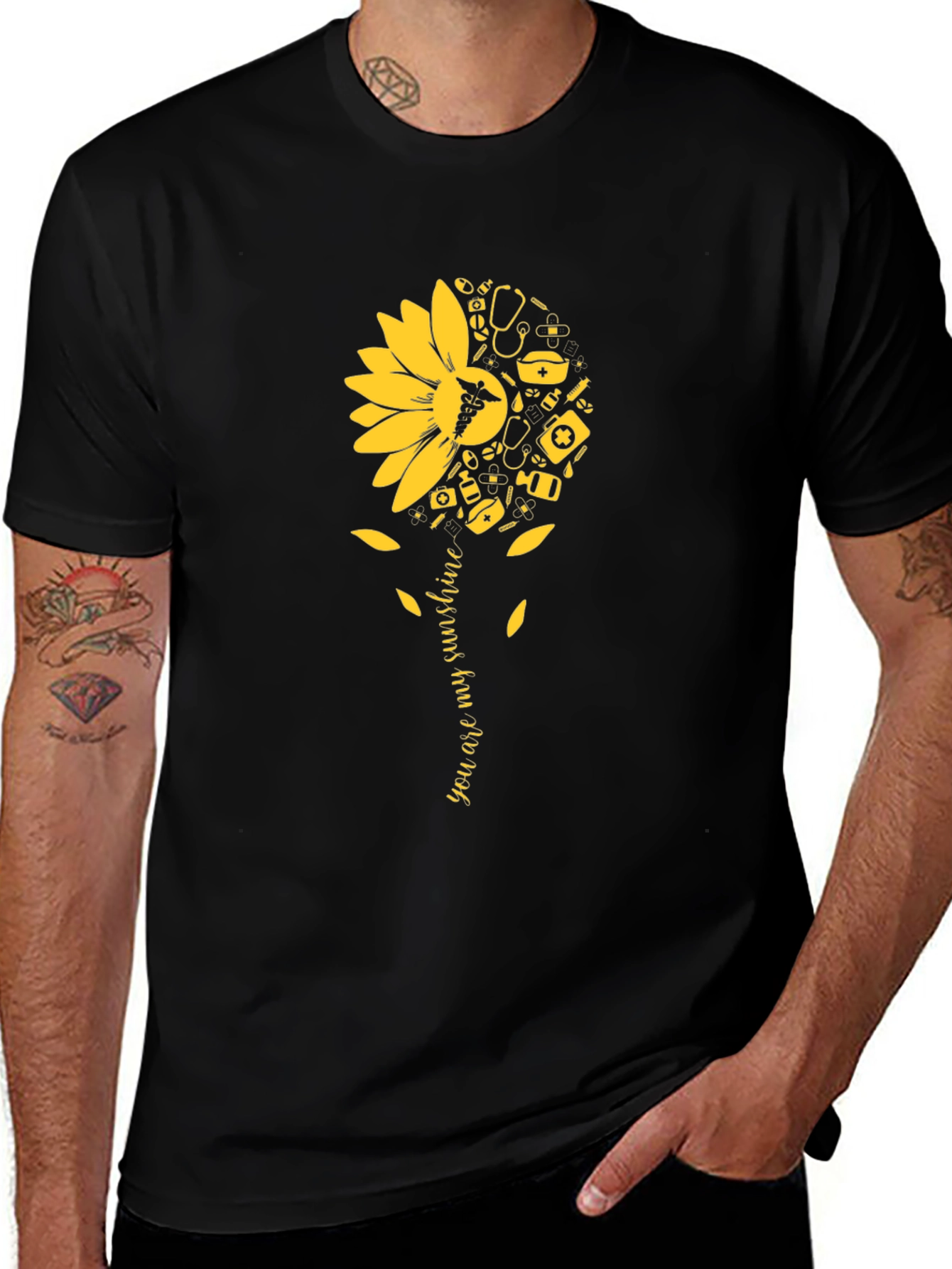 Variant 12 of Sunflower Medical Graphic Tee - "You Are My Sunshine"