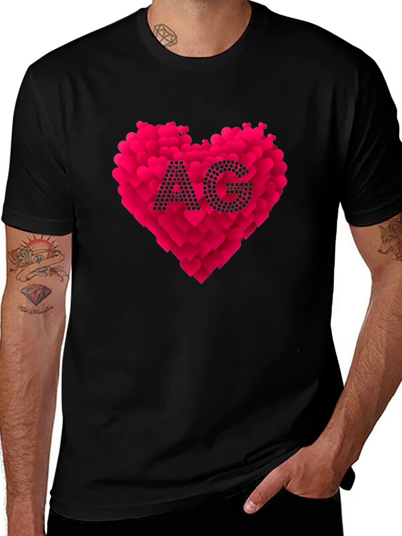 Variant 26 of AG Heart Graphic Black T-Shirt