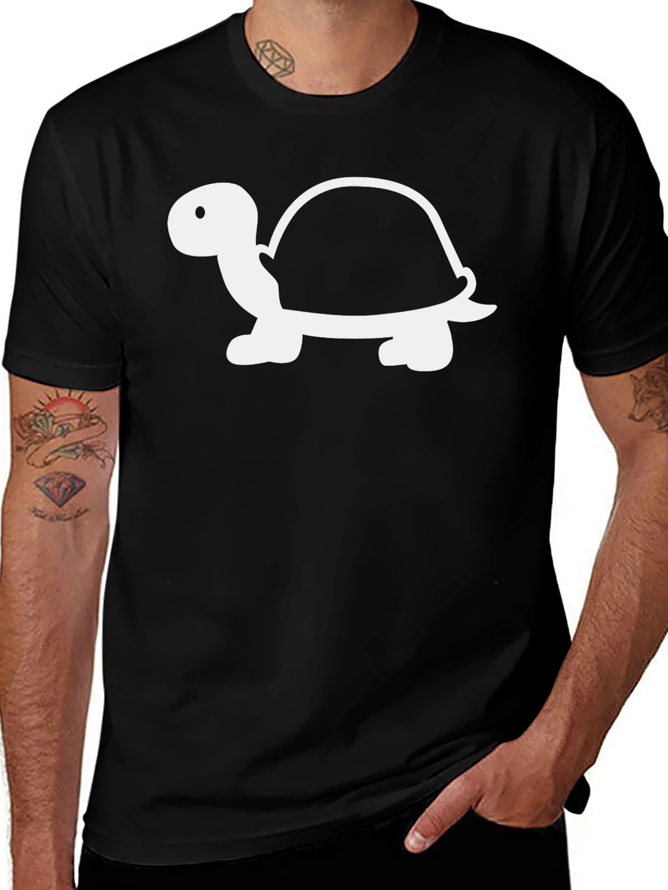 Variant 9 of Turtle Graphic Tee - Black Cotton T-Shirt