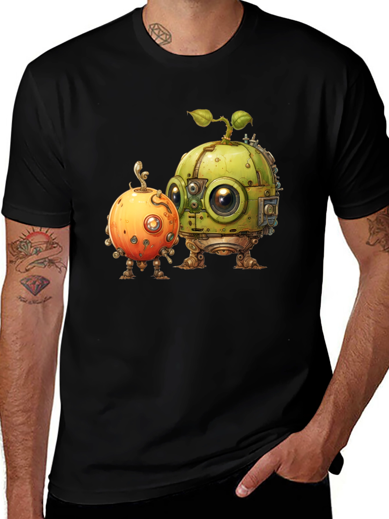 Variant 8 of Steampunk Robot Fruit T-Shirt