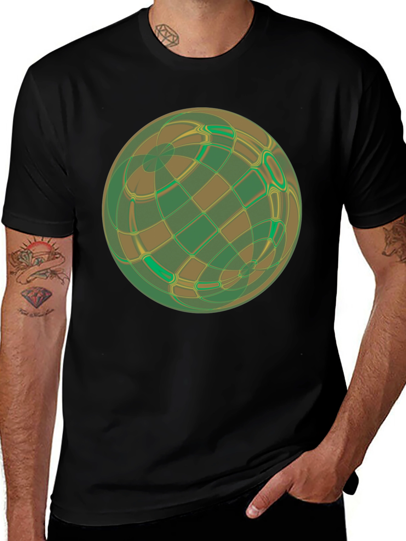 Variant 19 of Abstract Geometric Earth Graphic Tee - Black