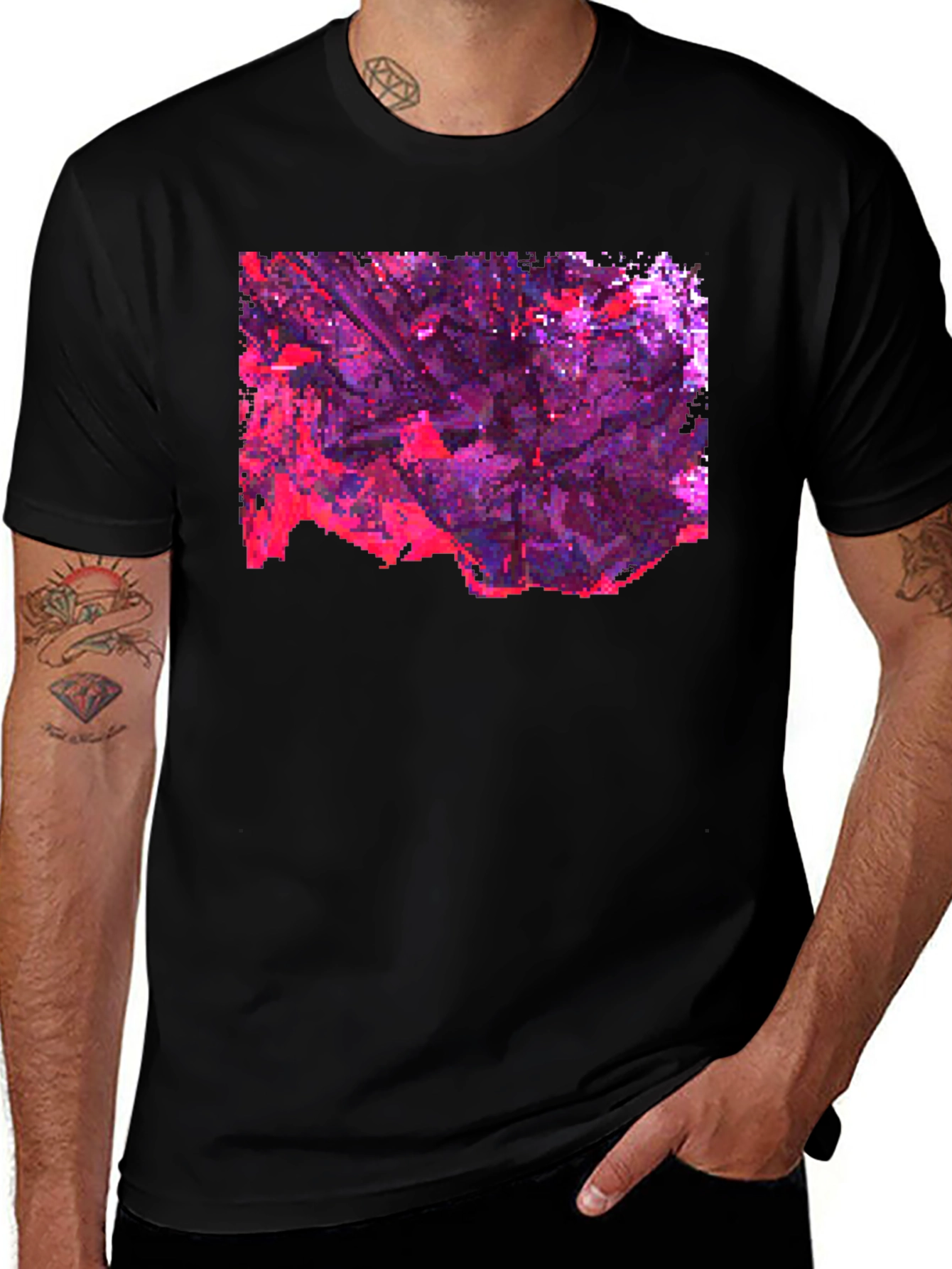 Variant 19 of Abstract Pixelated Art Black T-Shirt
