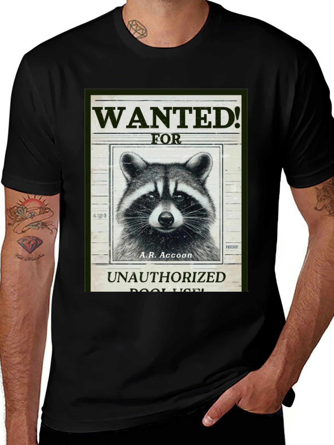 Variant 30 of Raccoon Wanted T-Shirt - A.R. Accoon - Funny Graphic Tee
