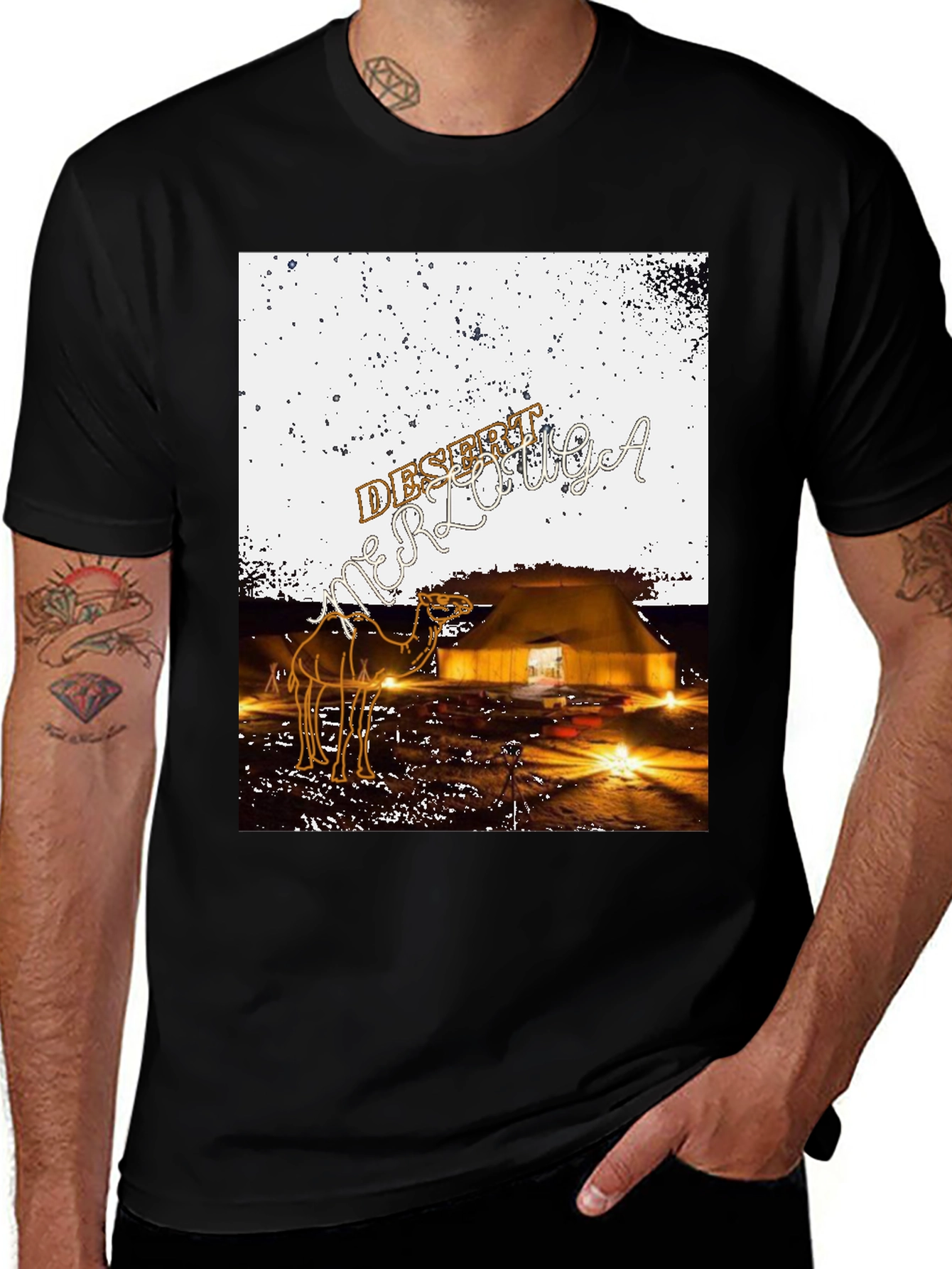 Variant 9 of Desert Merzouga Tee - Unique Camel Scene