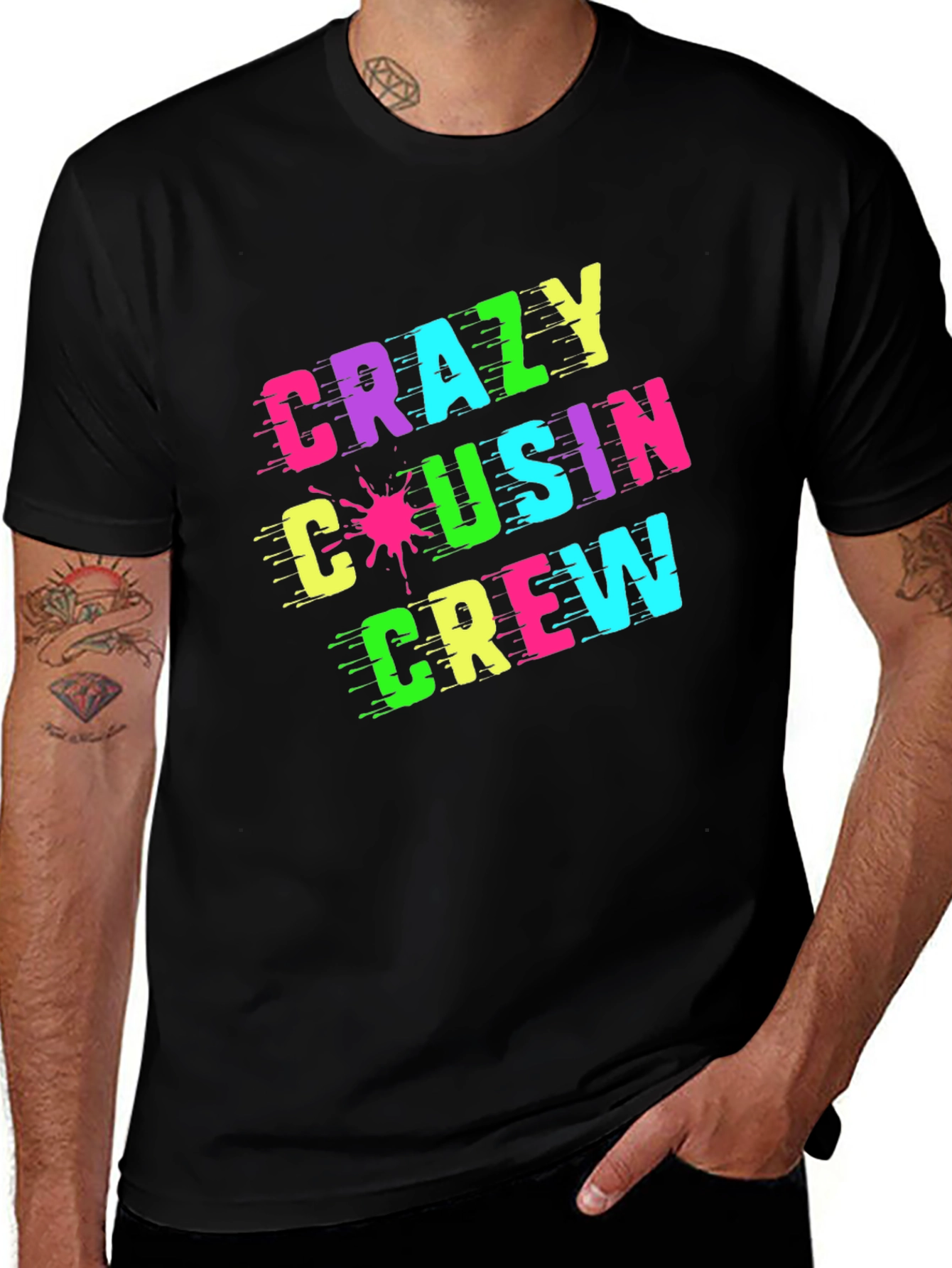 Variant 5 of Crazy Cousin Crew Black Graphic Tee
