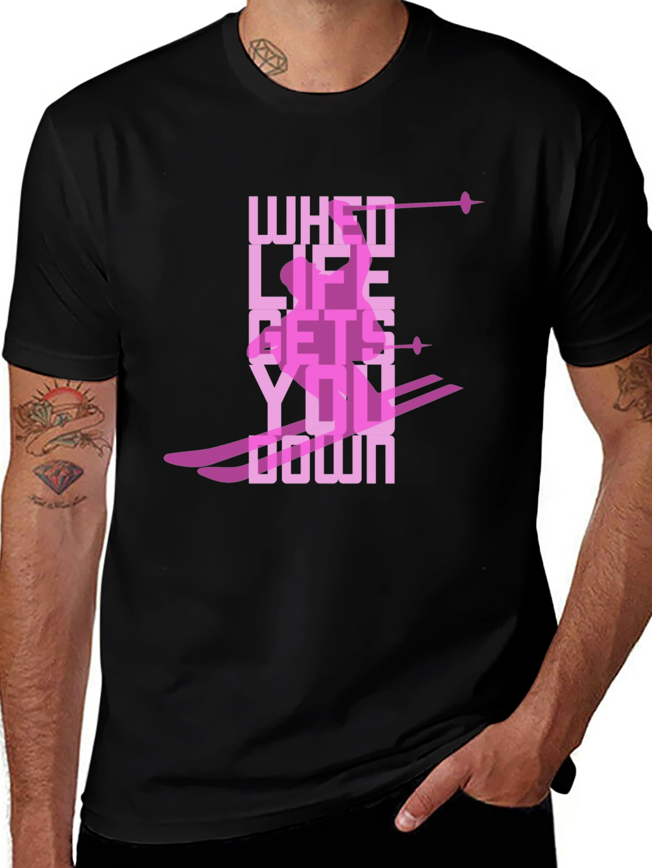 Variant 17 of Skiing Graphic Tee: When Life Gets You Down, Ski!