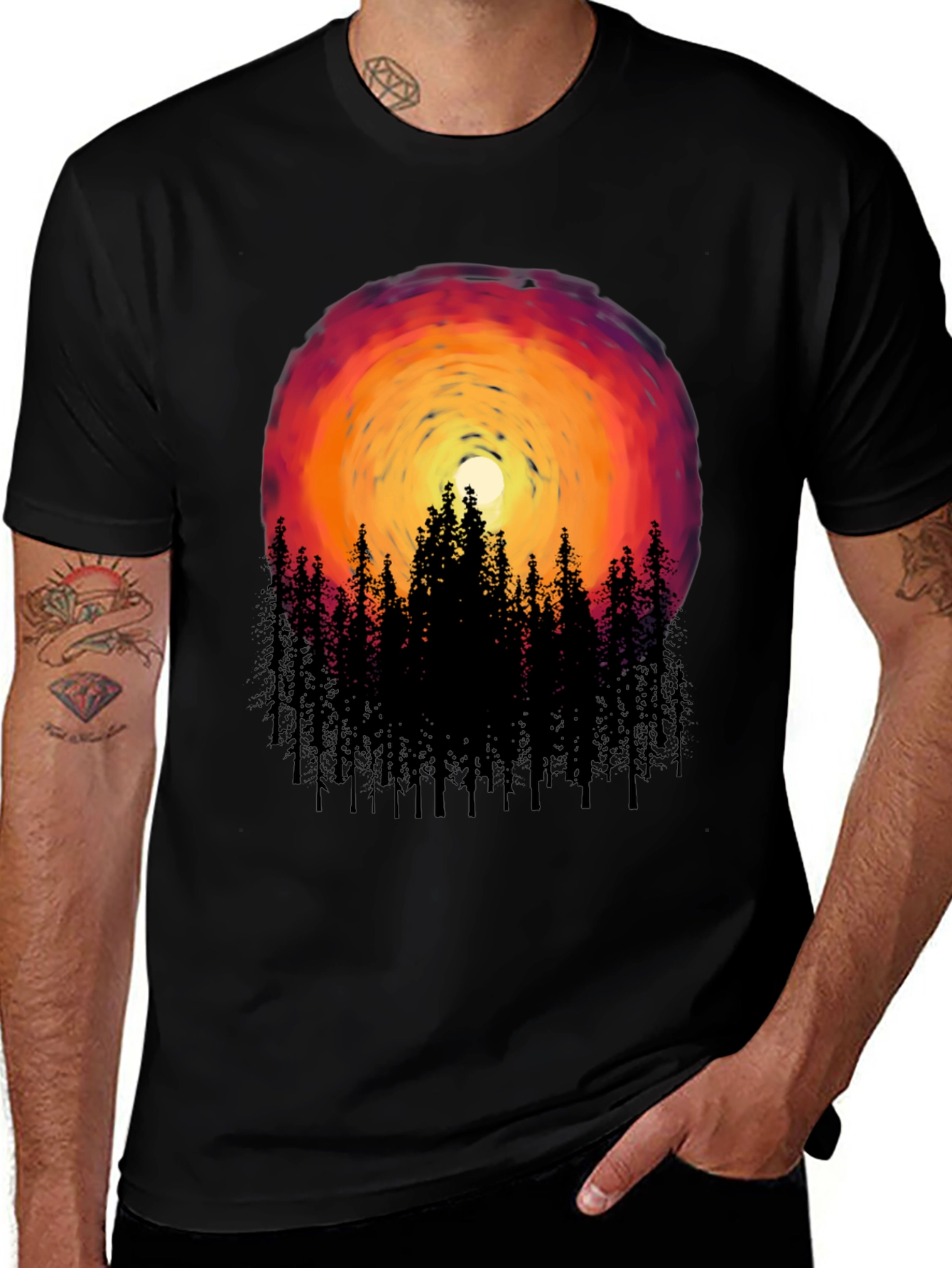 Variant 19 of Sunset Forest Graphic Tee - Black