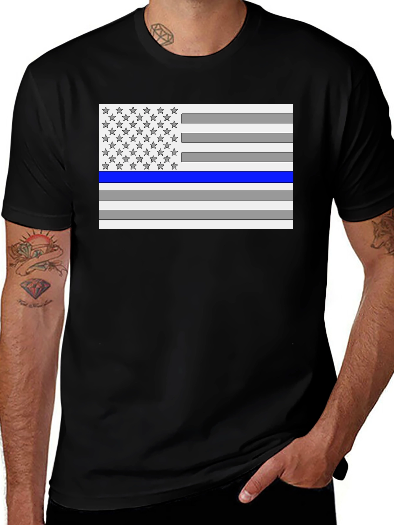 Variant 10 of Thin Blue Line Flag Graphic T-Shirt