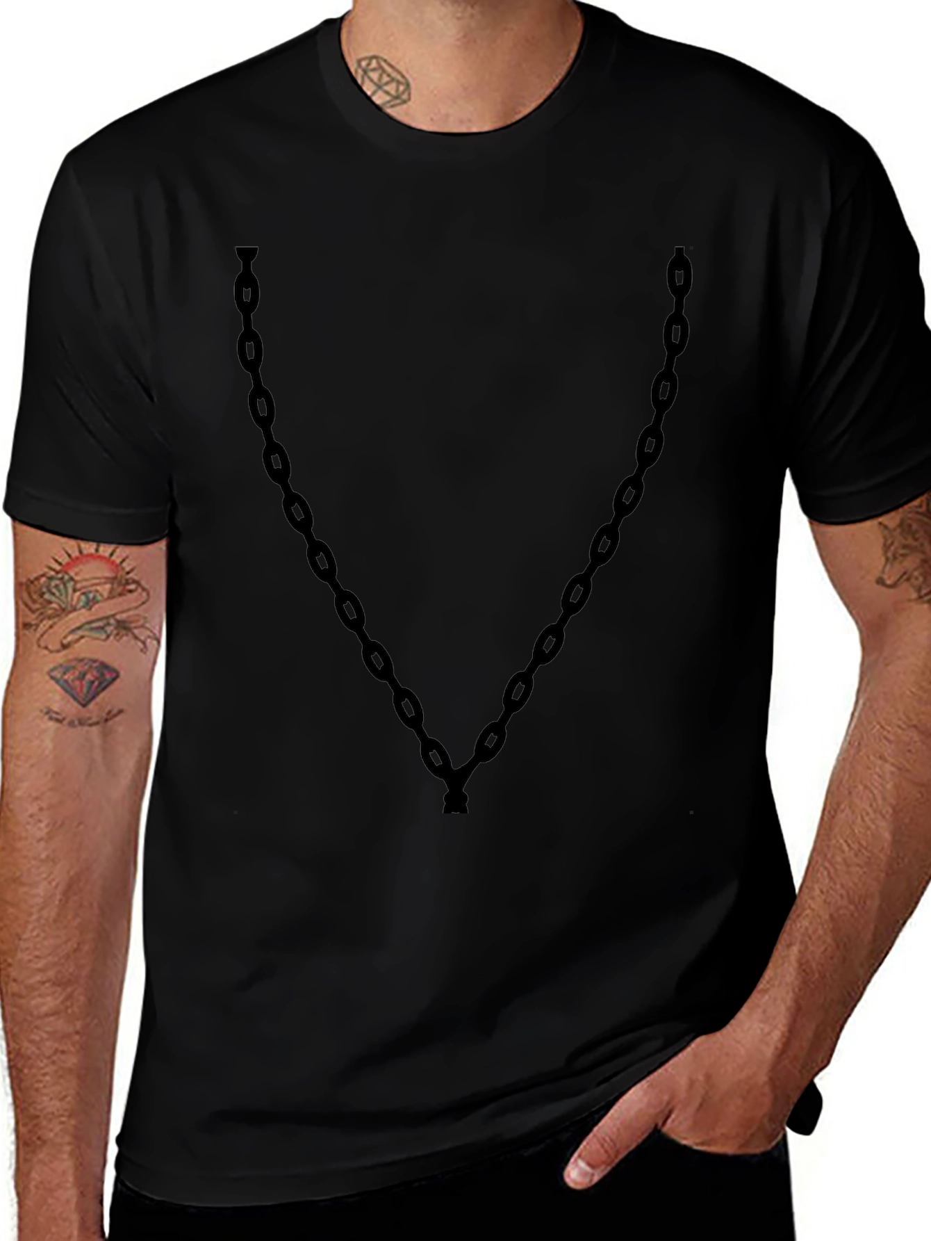 Variant 19 of Black Chain Graphic Tee - Casual Fashion T-Shirt