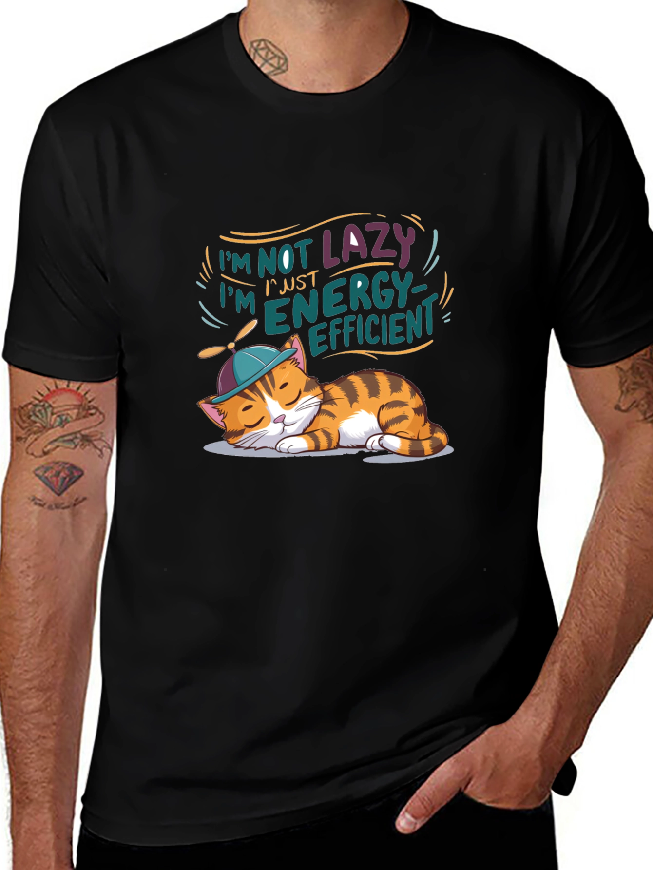 Variant 12 of Energy Efficient Cat T-Shirt - Lazy Day Apparel