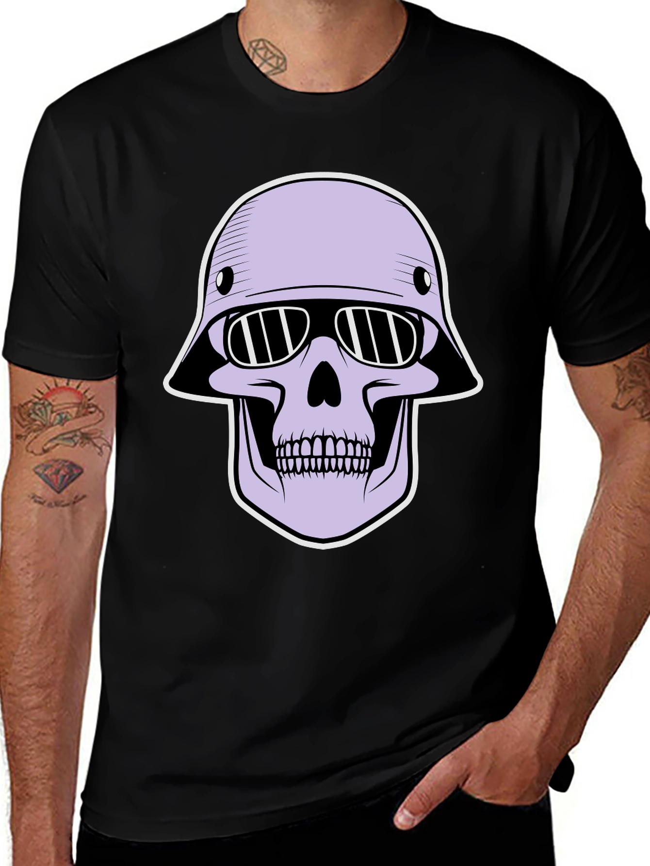 Variant 4 of Skull Helmet Graphic Tee - Edgy Streetwear