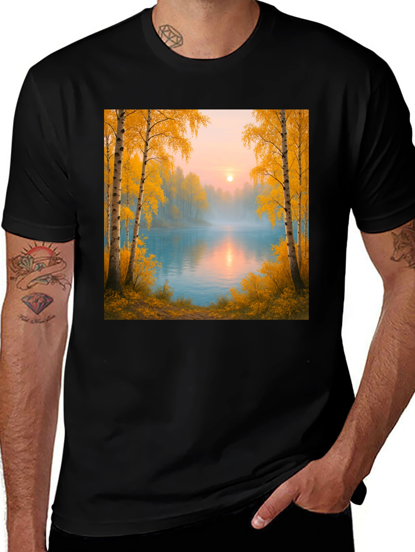 Variant 2 of Autumn Lake Graphic T-Shirt