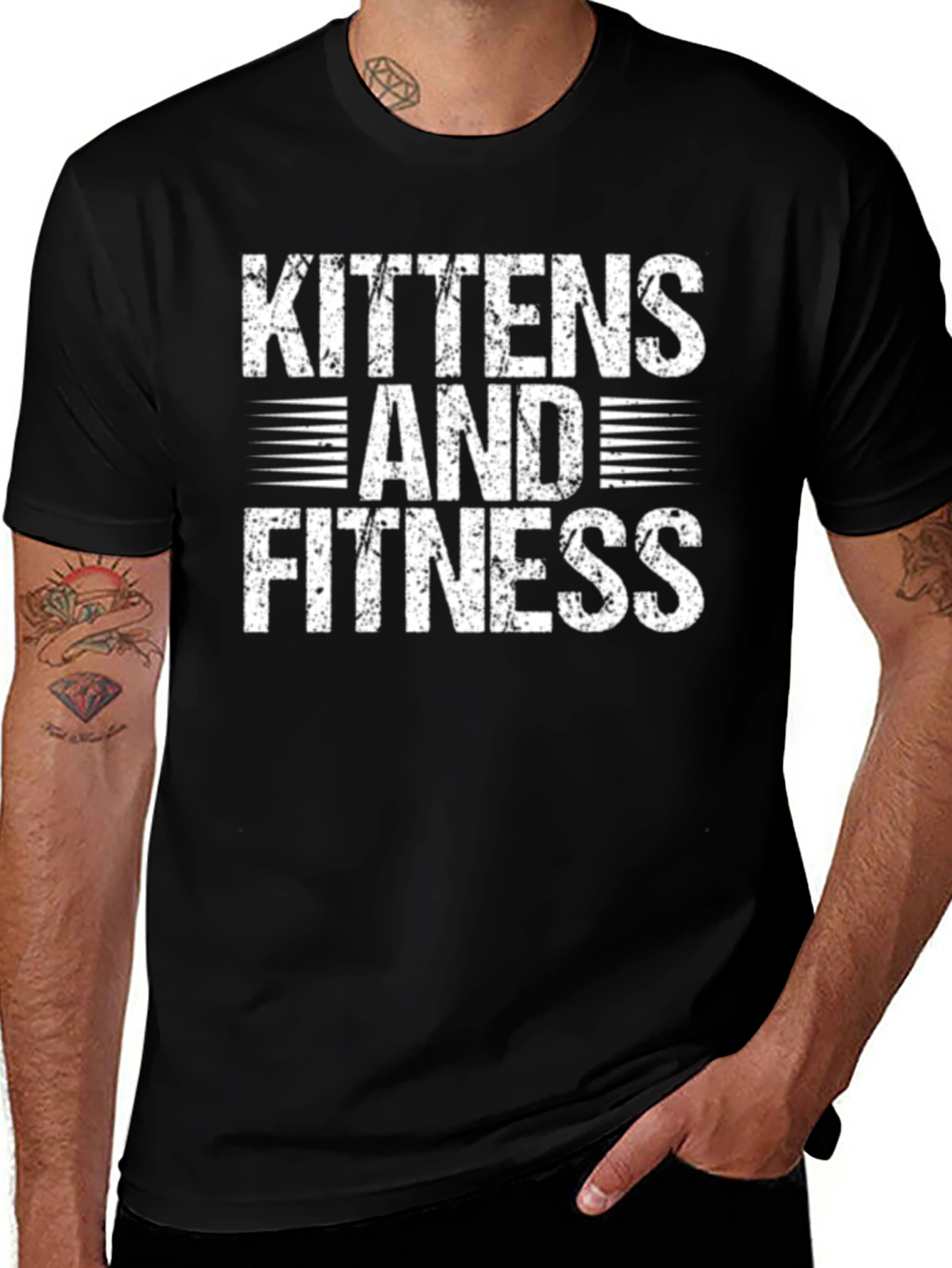 Kittens and Fitness Black Graphic T-Shirt