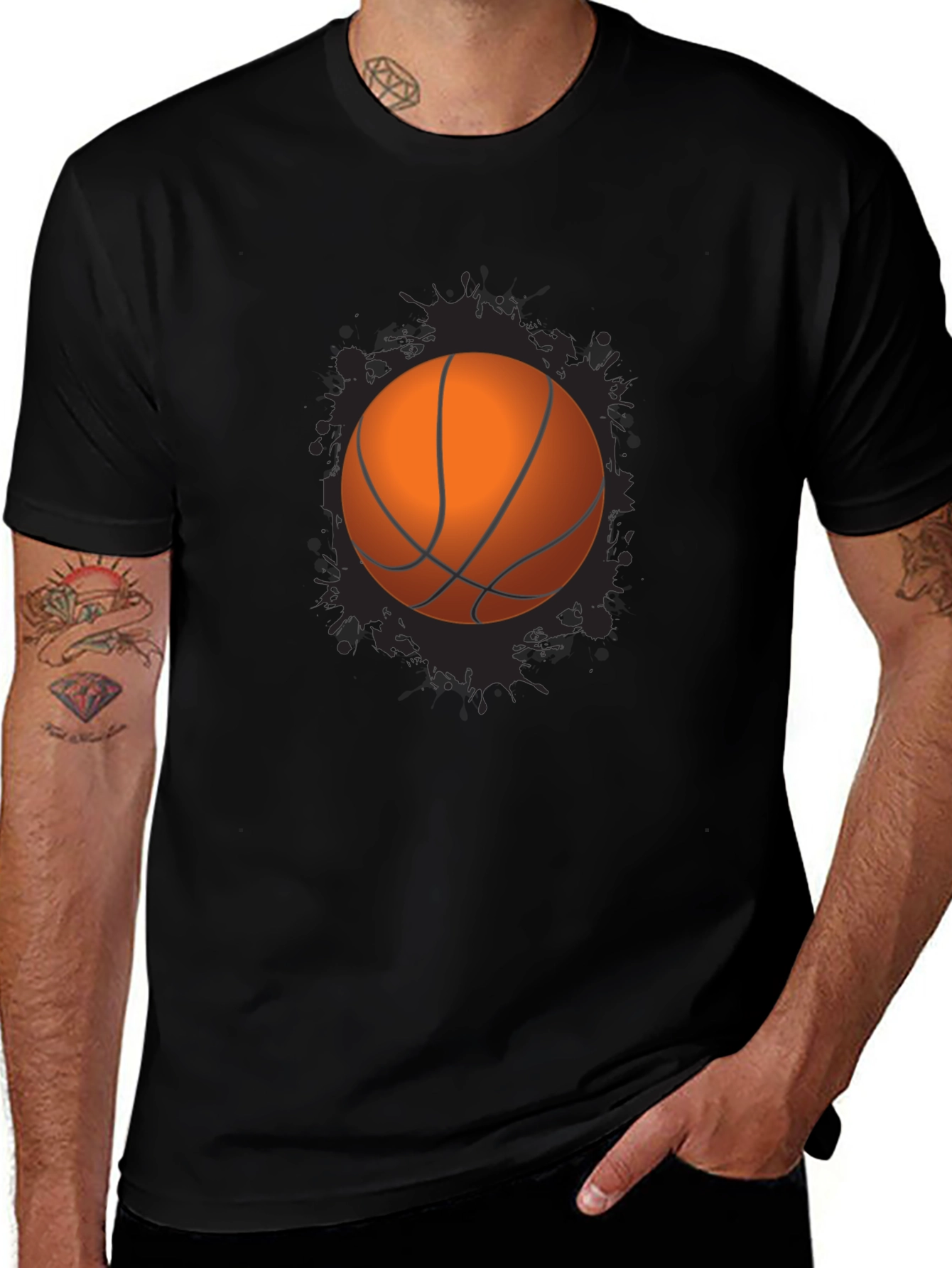 Variant 26 of Basketball Graphic Tee - Black Cotton Blend