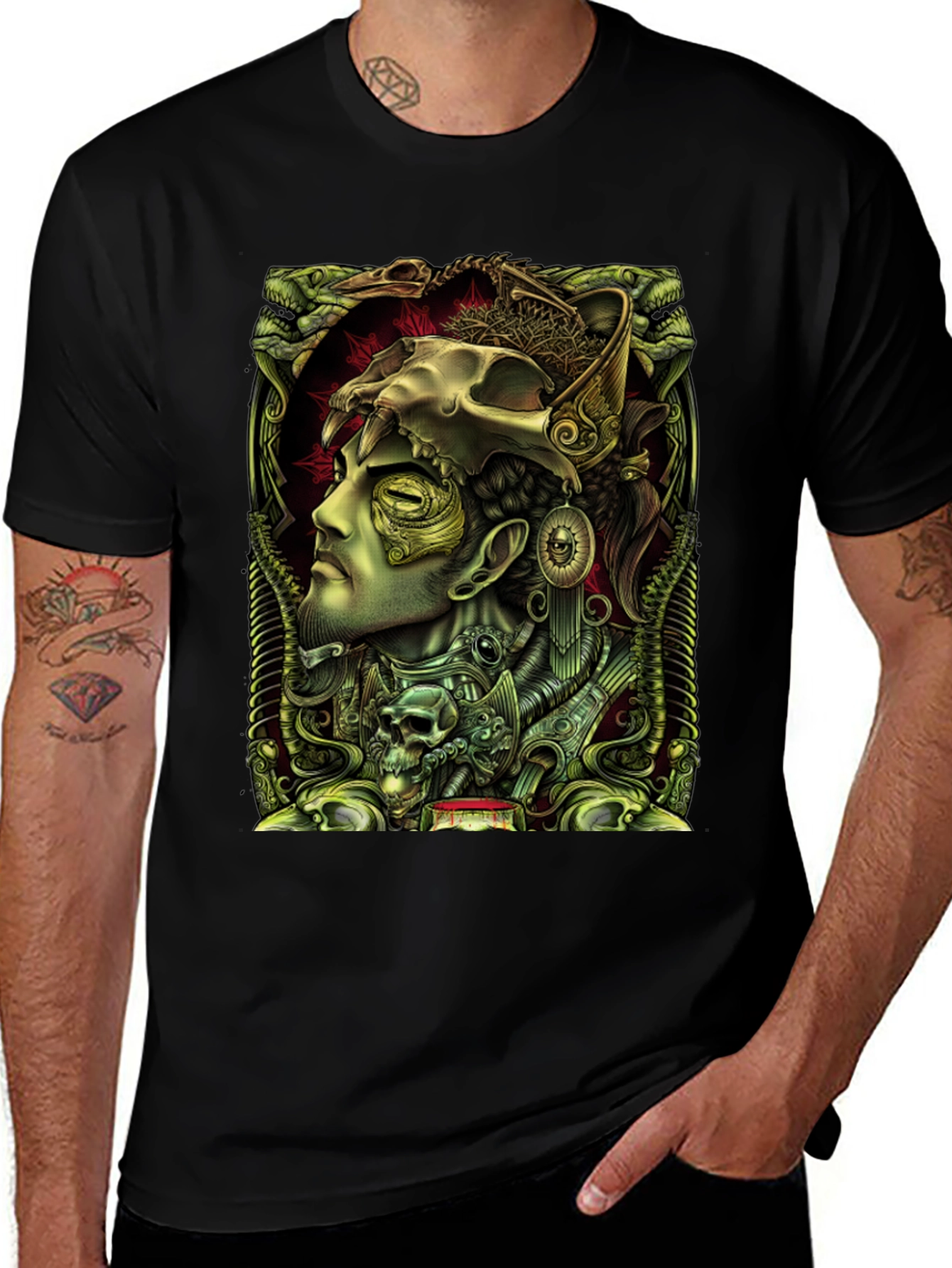 Variant 18 of Esoteric Skull Graphic Tee - Unique Design