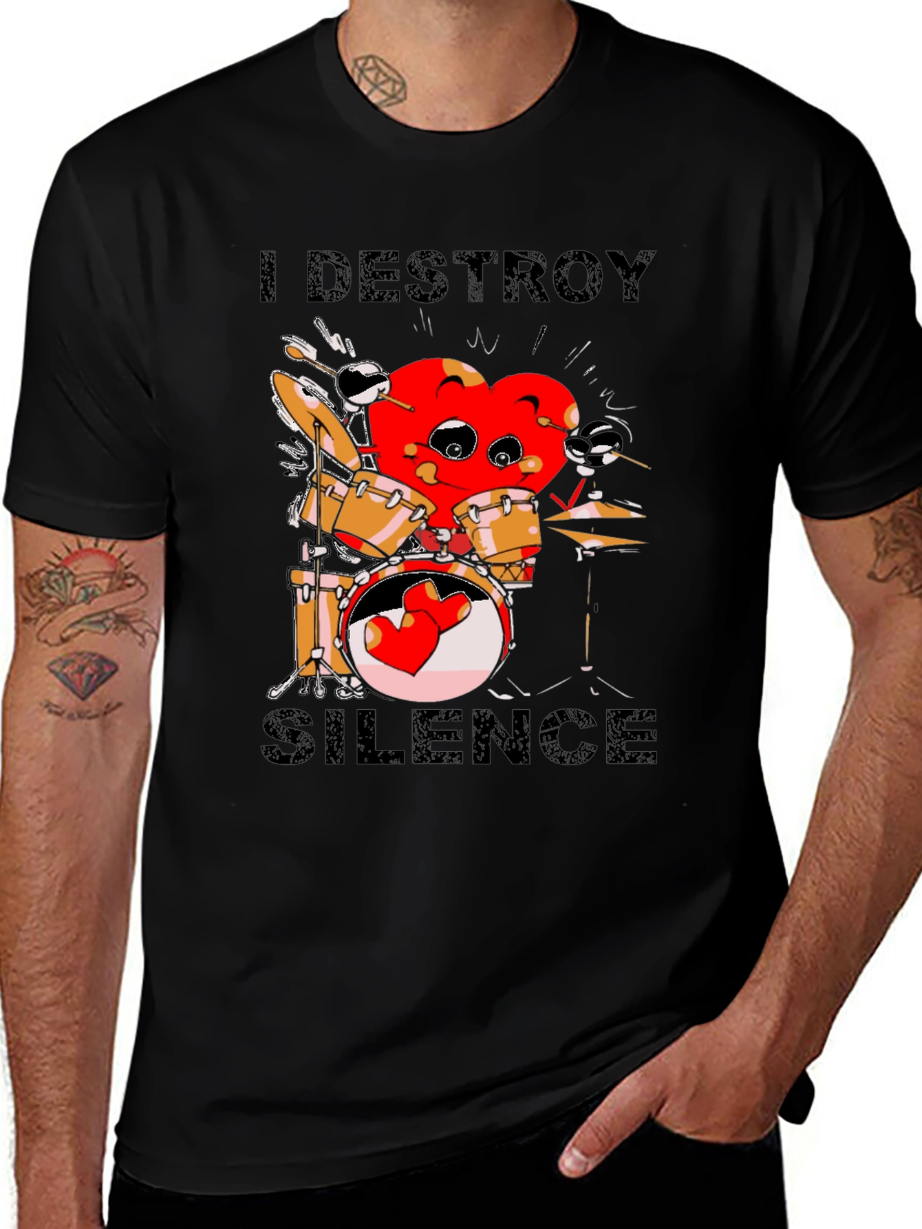 Variant 6 of Heart Drummer T-Shirt: I Destroy Silence