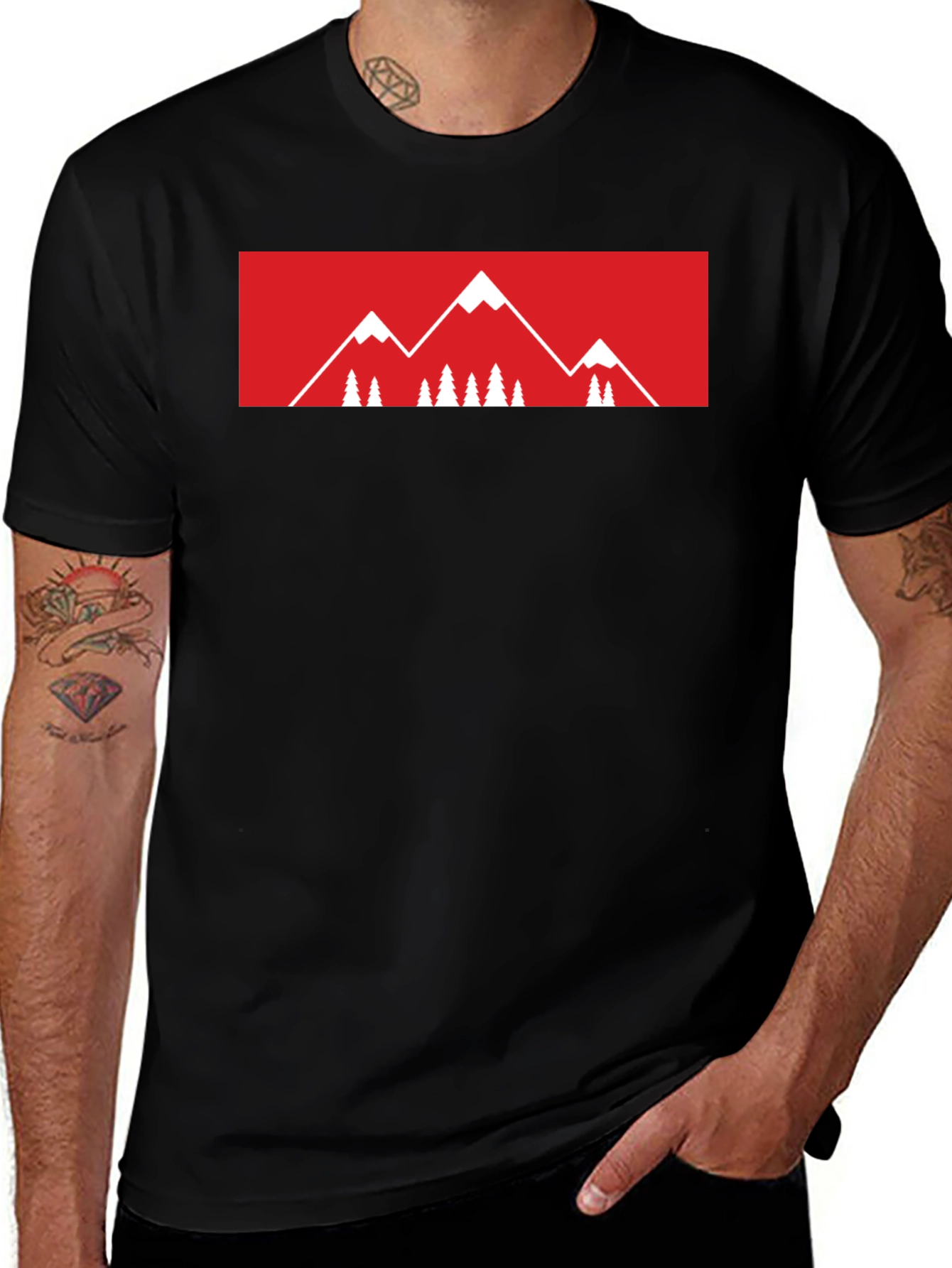 Variant 15 of Mountain Graphic Tee - Black Cotton Casual T-Shirt