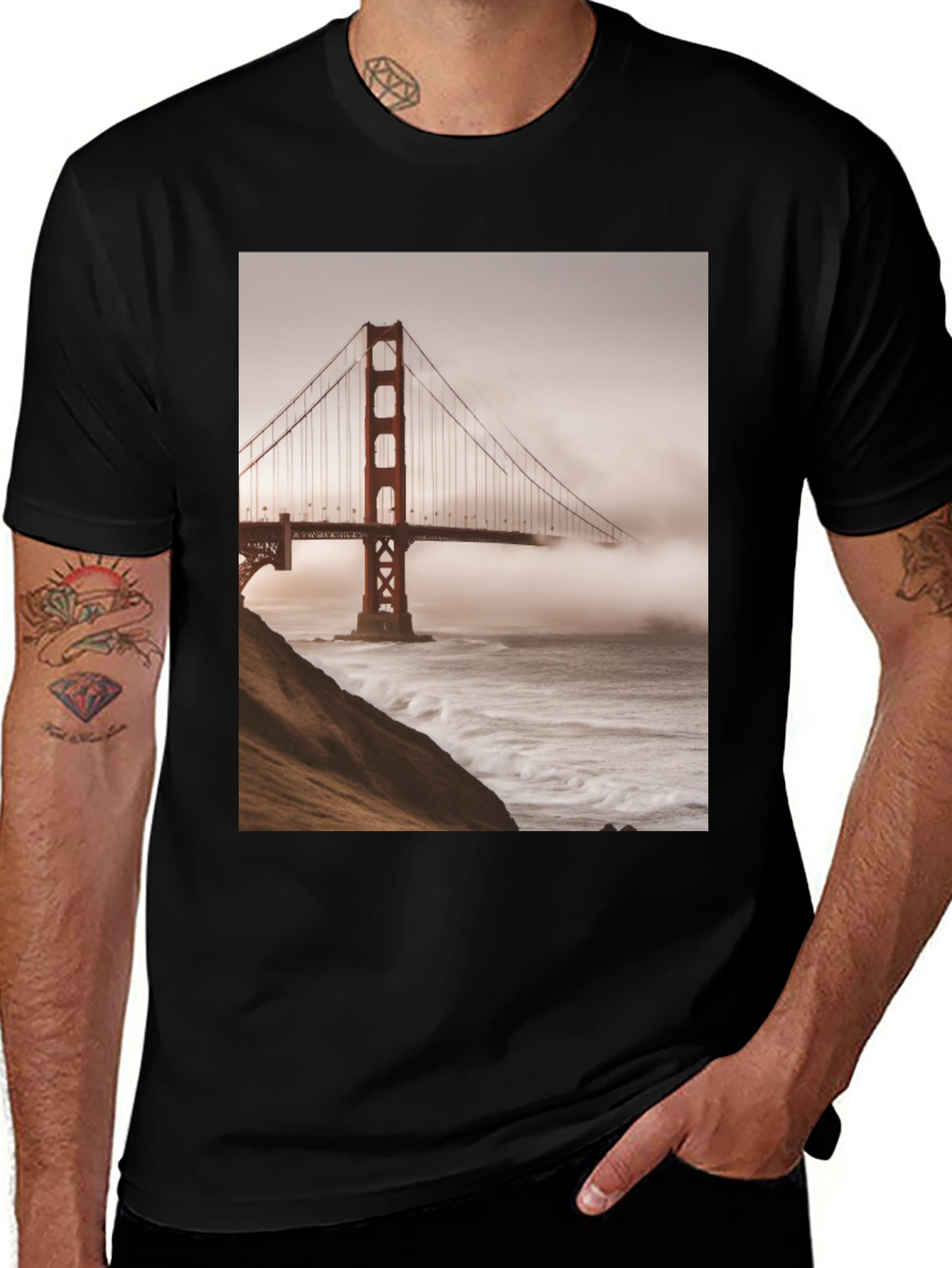 Golden Gate Bridge Graphic Tee - Black