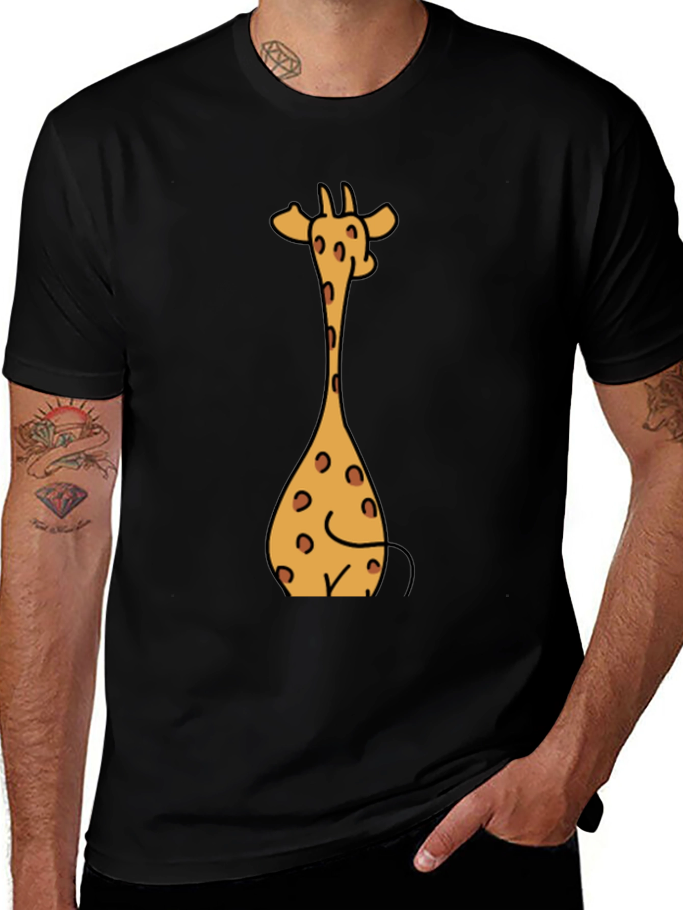 Variant 2 of Giraffe Cartoon Graphic Tee - Casual Style