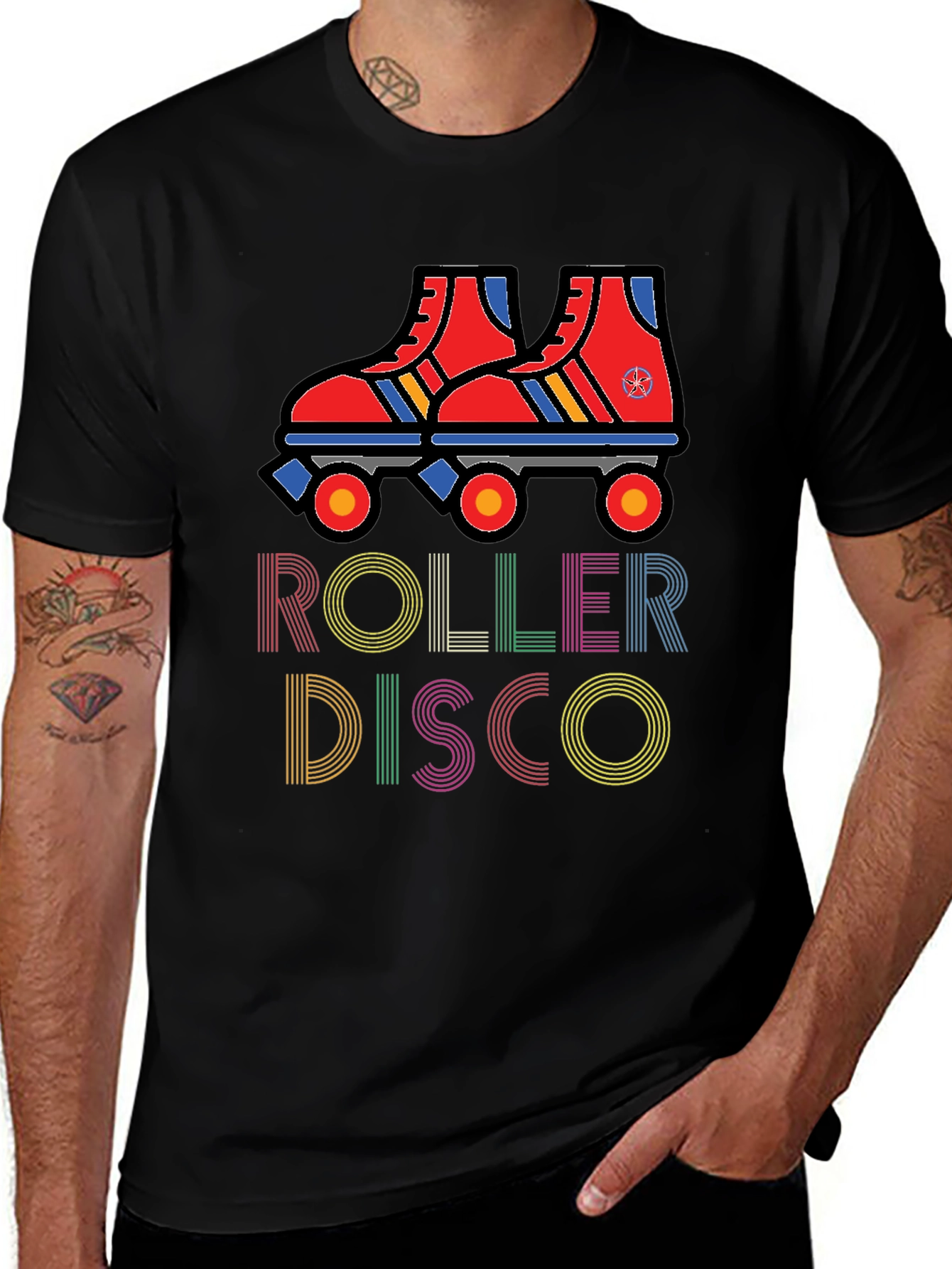 Variant 4 of Retro Roller Disco Graphic Tee - Black