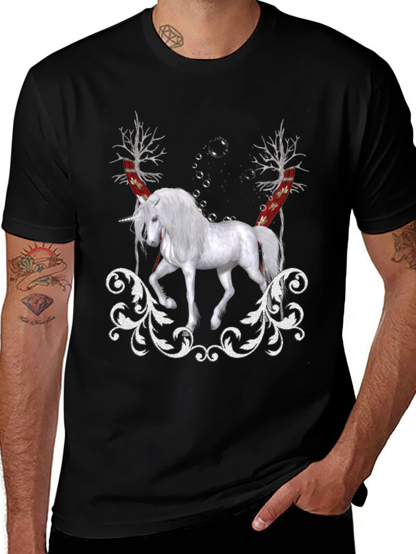 Variant 10 of Unicorn Graphic T-Shirt - Black Cotton Tee