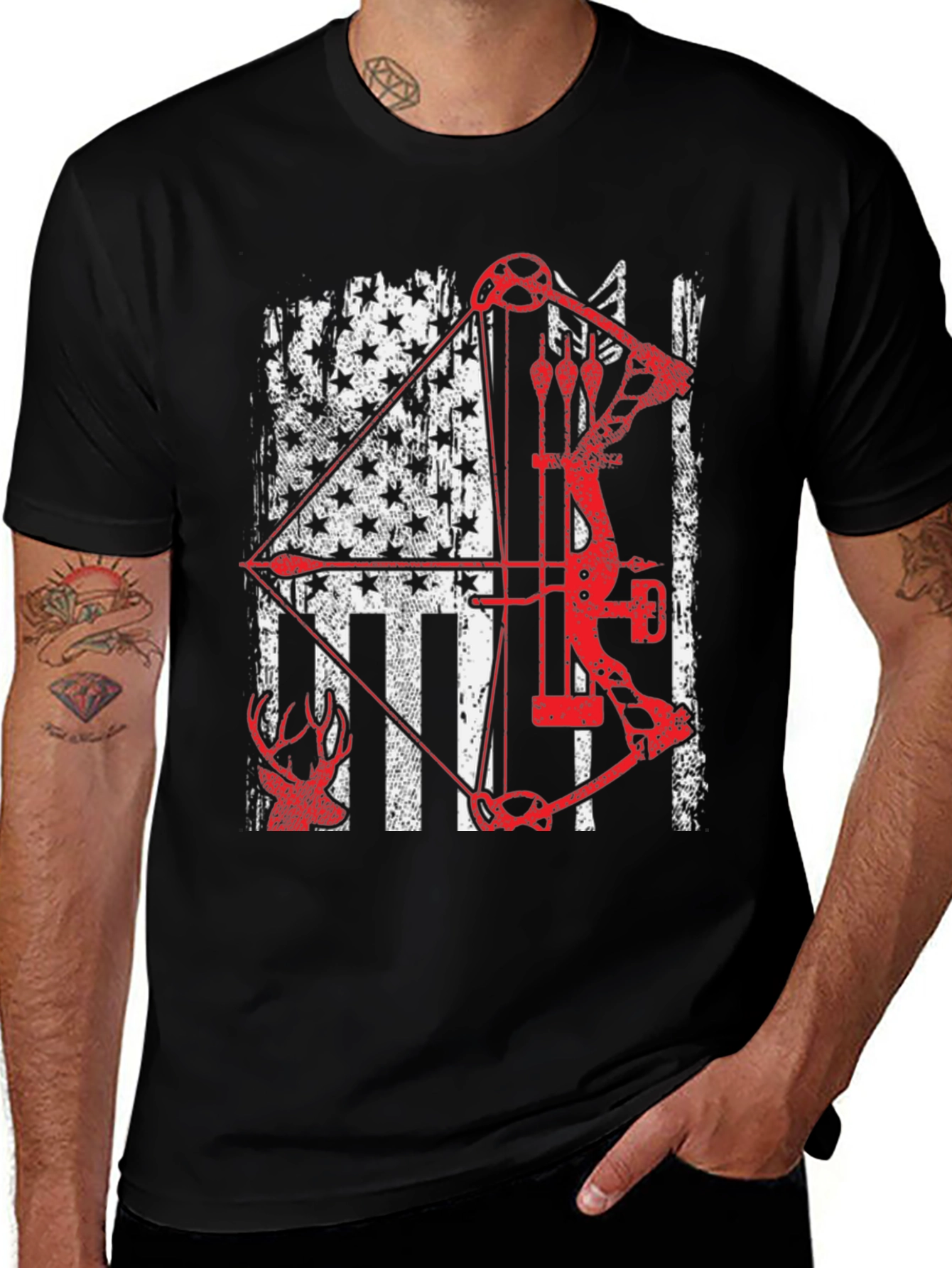 Variant 20 of American Flag Bow Hunting T-Shirt
