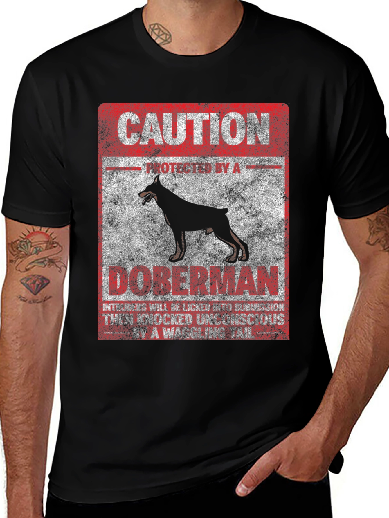 Caution Doberman Graphic Tee