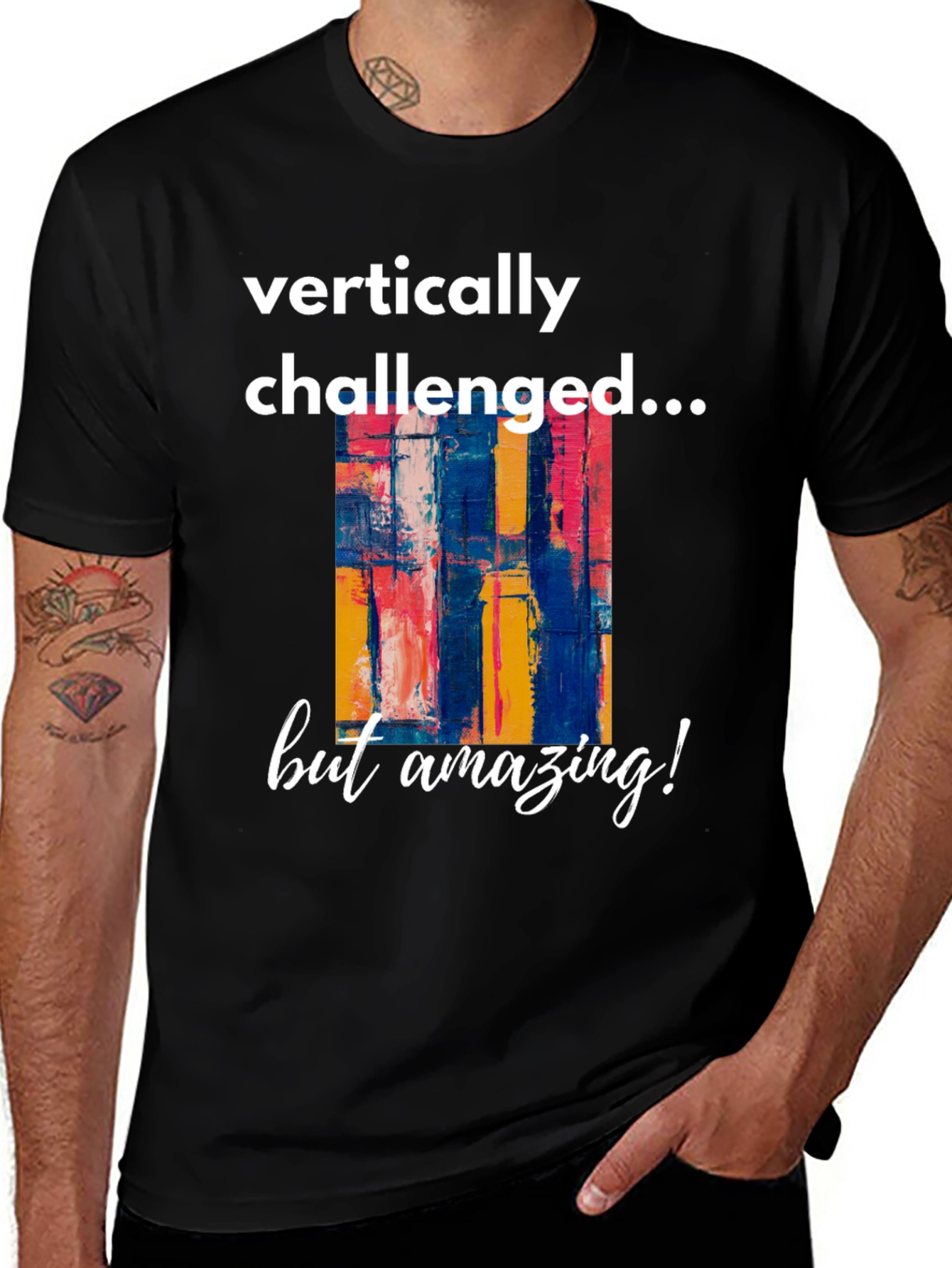 Variant 24 of Vertically Challenged Graphic Tee - Artistic Design
