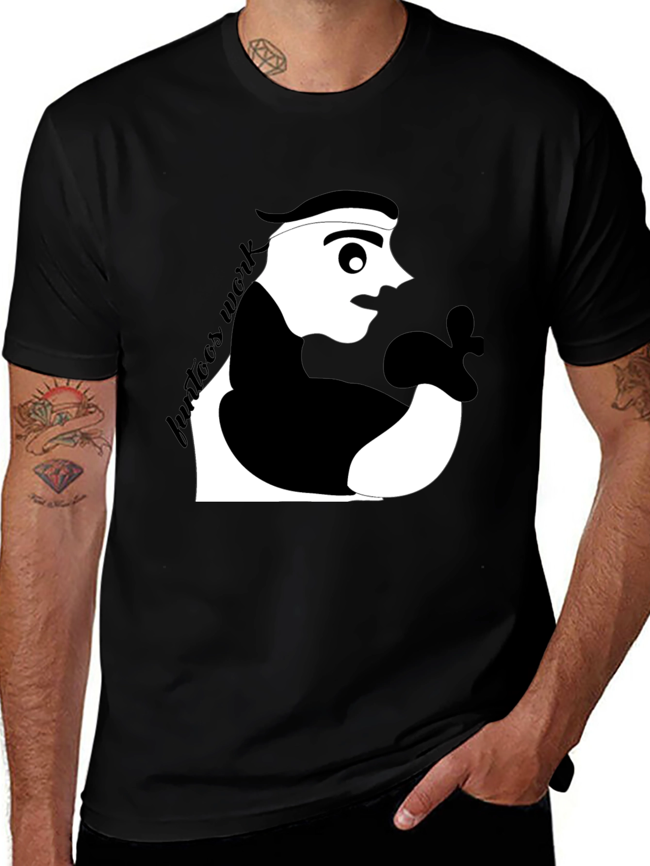 Variant 26 of Cool Graphic Tee: Funtoon's Work Black T-Shirt