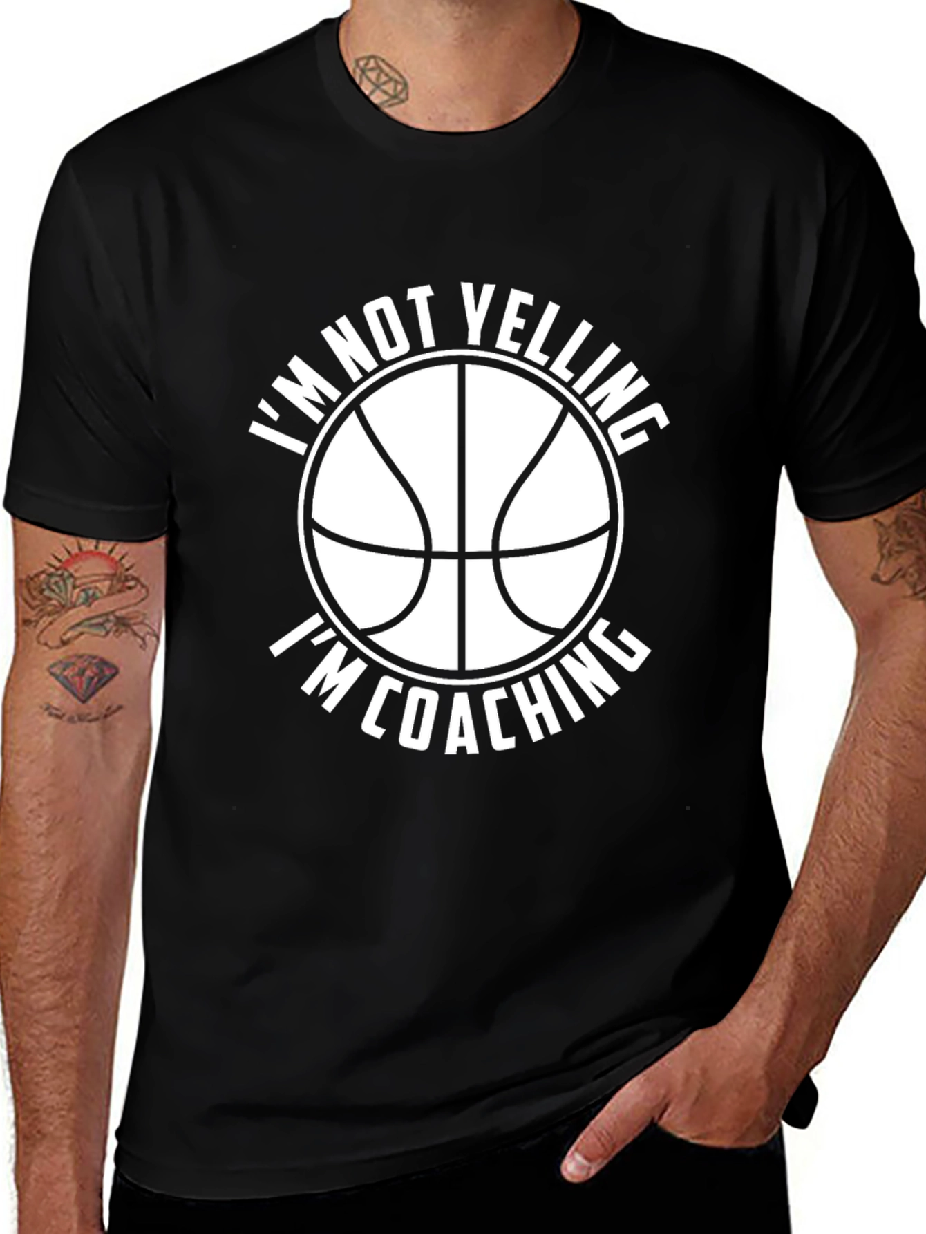 Variant 9 of I'm Not Yelling I'm Coaching Black T-Shirt