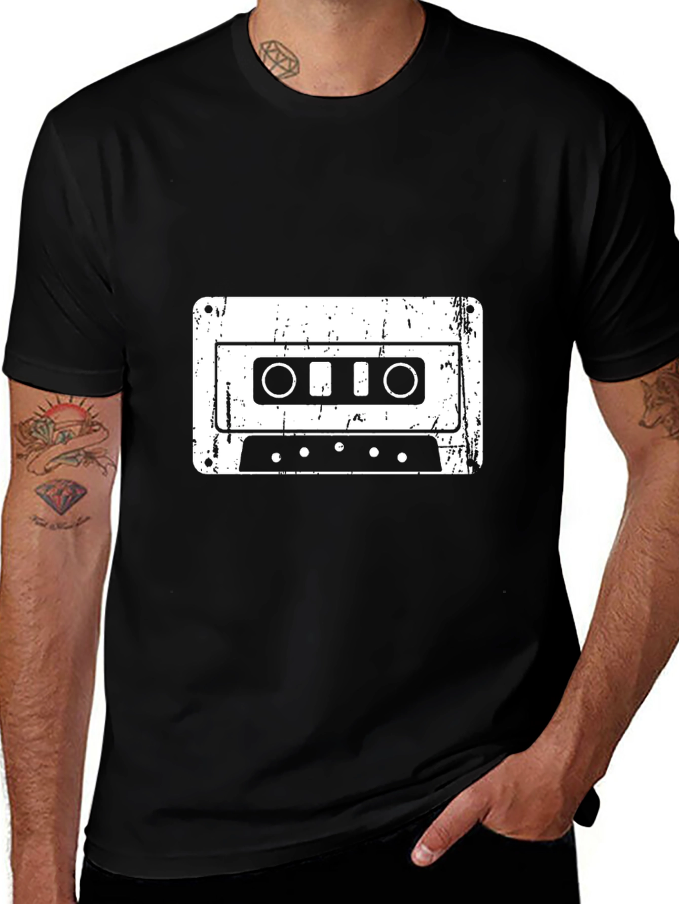 Variant 11 of Retro Cassette Tape Graphic Tee - Black