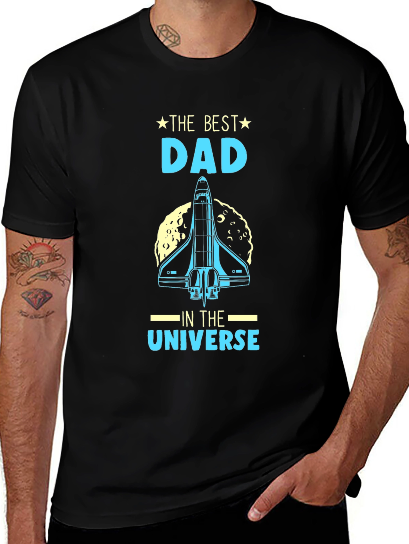 Best Dad in the Universe T-Shirt - Space Shuttle Design