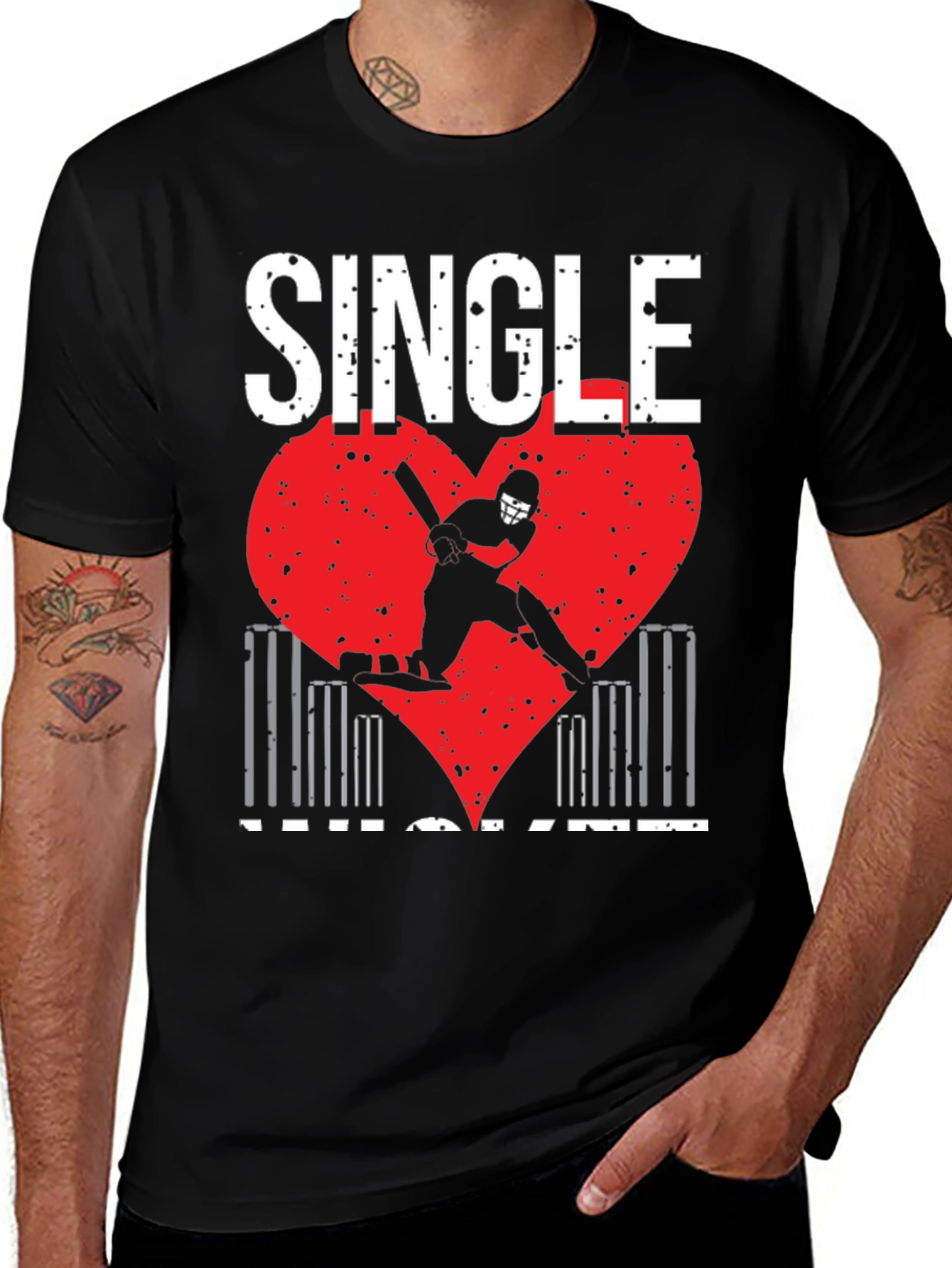 Variant 6 of Single Cricket Heart T-Shirt