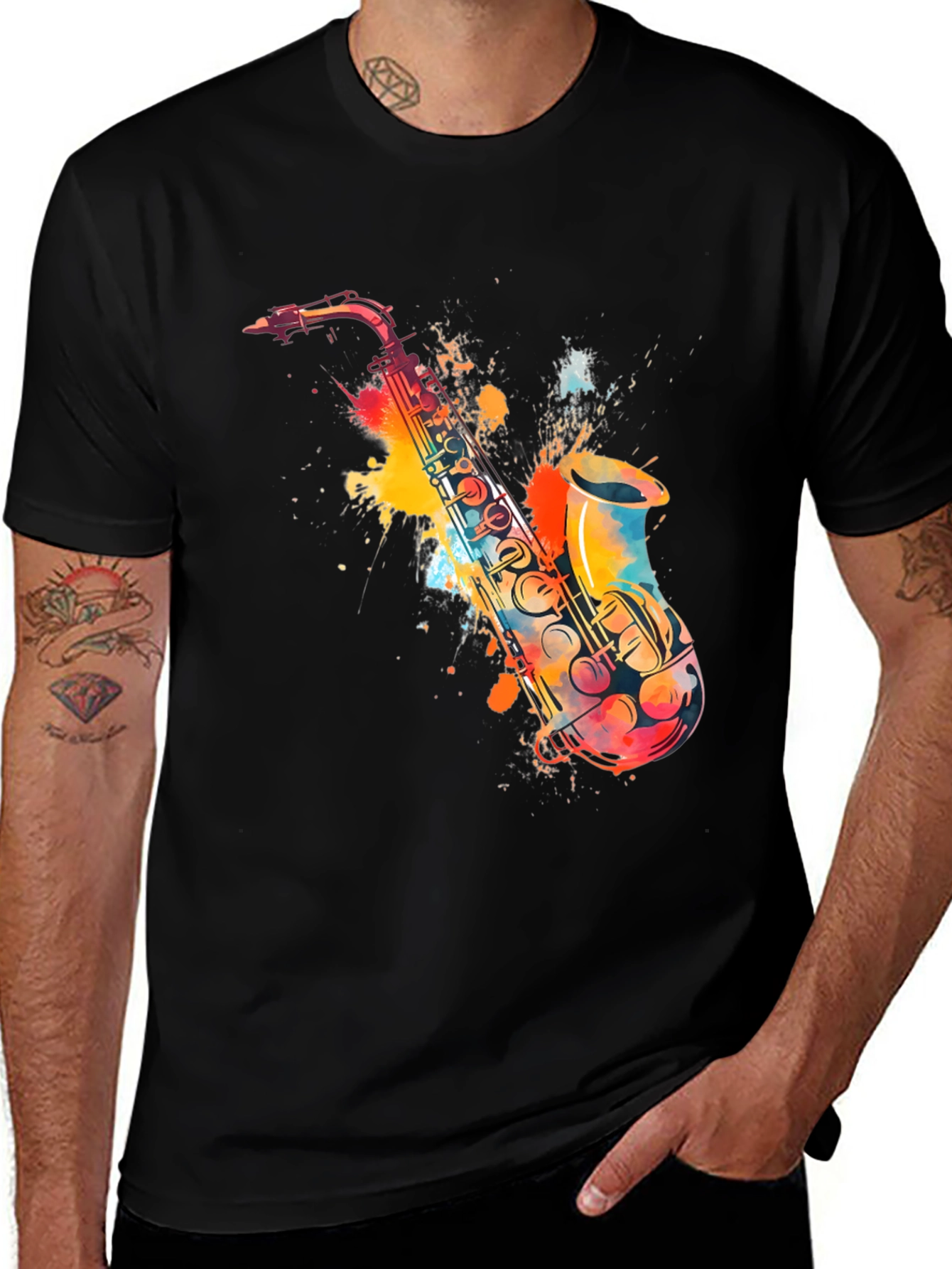Variant 23 of Saxophone Watercolor Graphic Tee