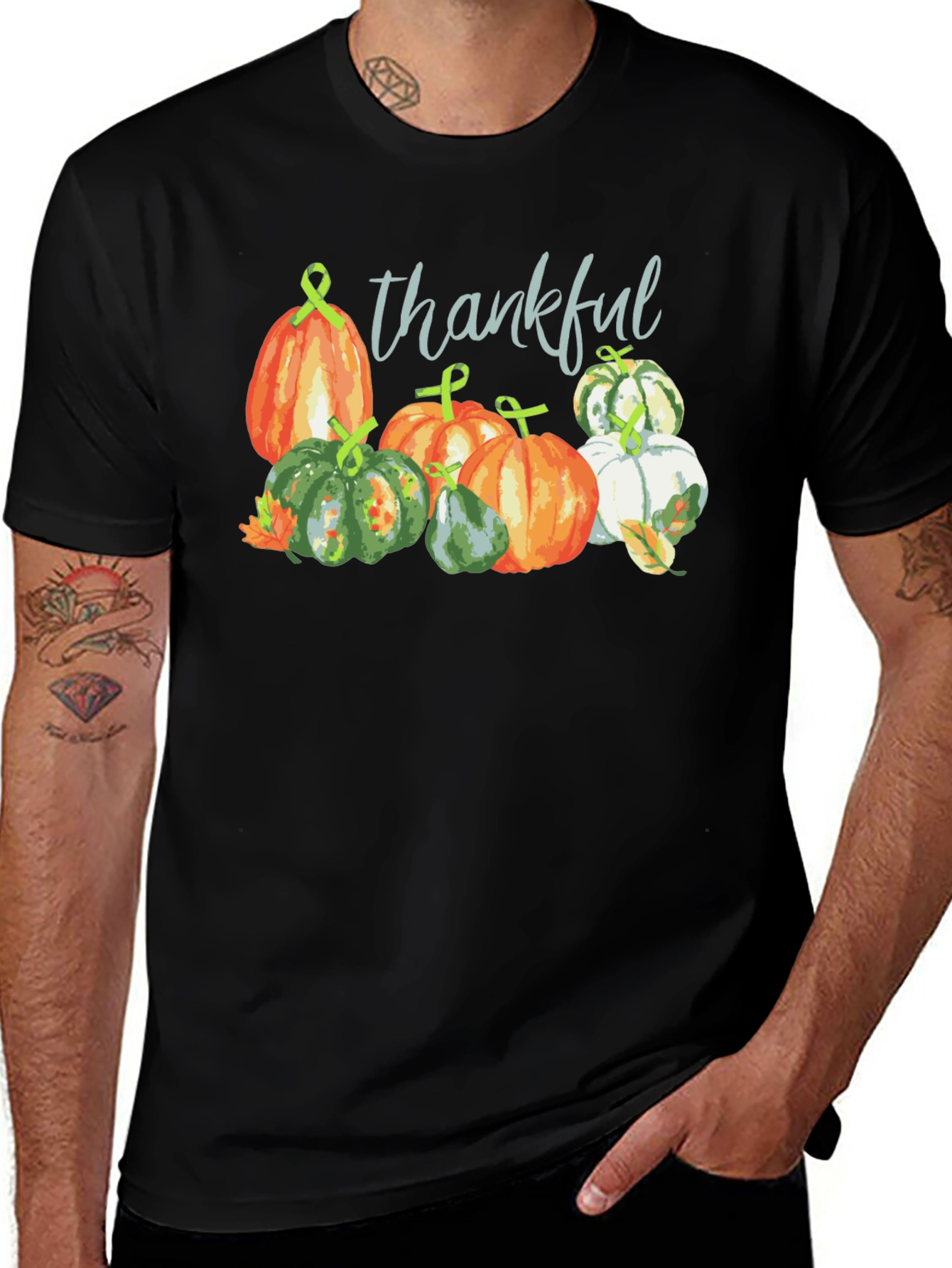Black Thankful Pumpkin Patch Black T-Shirt Fall Season Tee main image