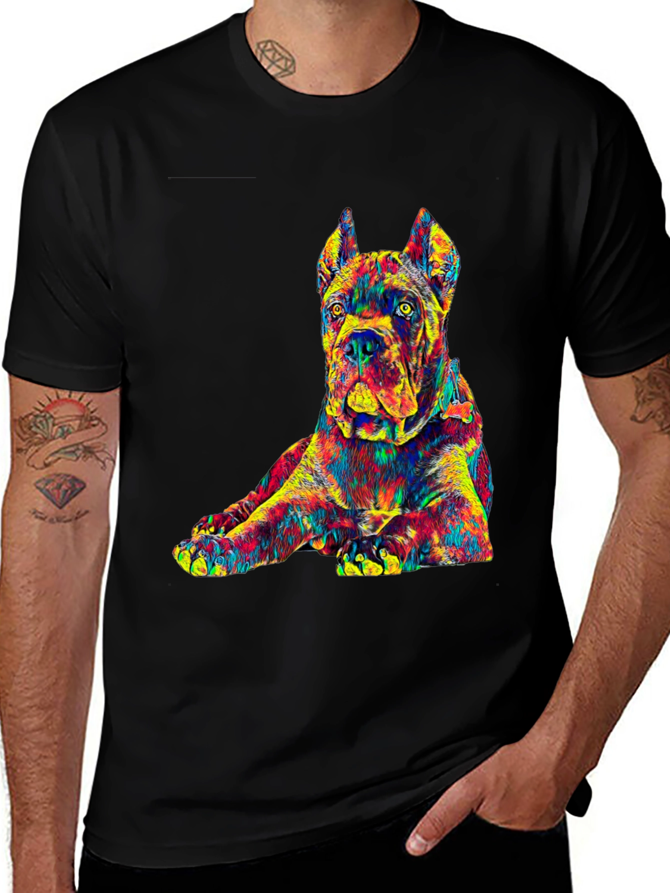 Variant 17 of Dog Graphic Tee - Vivid Cane Corso Design