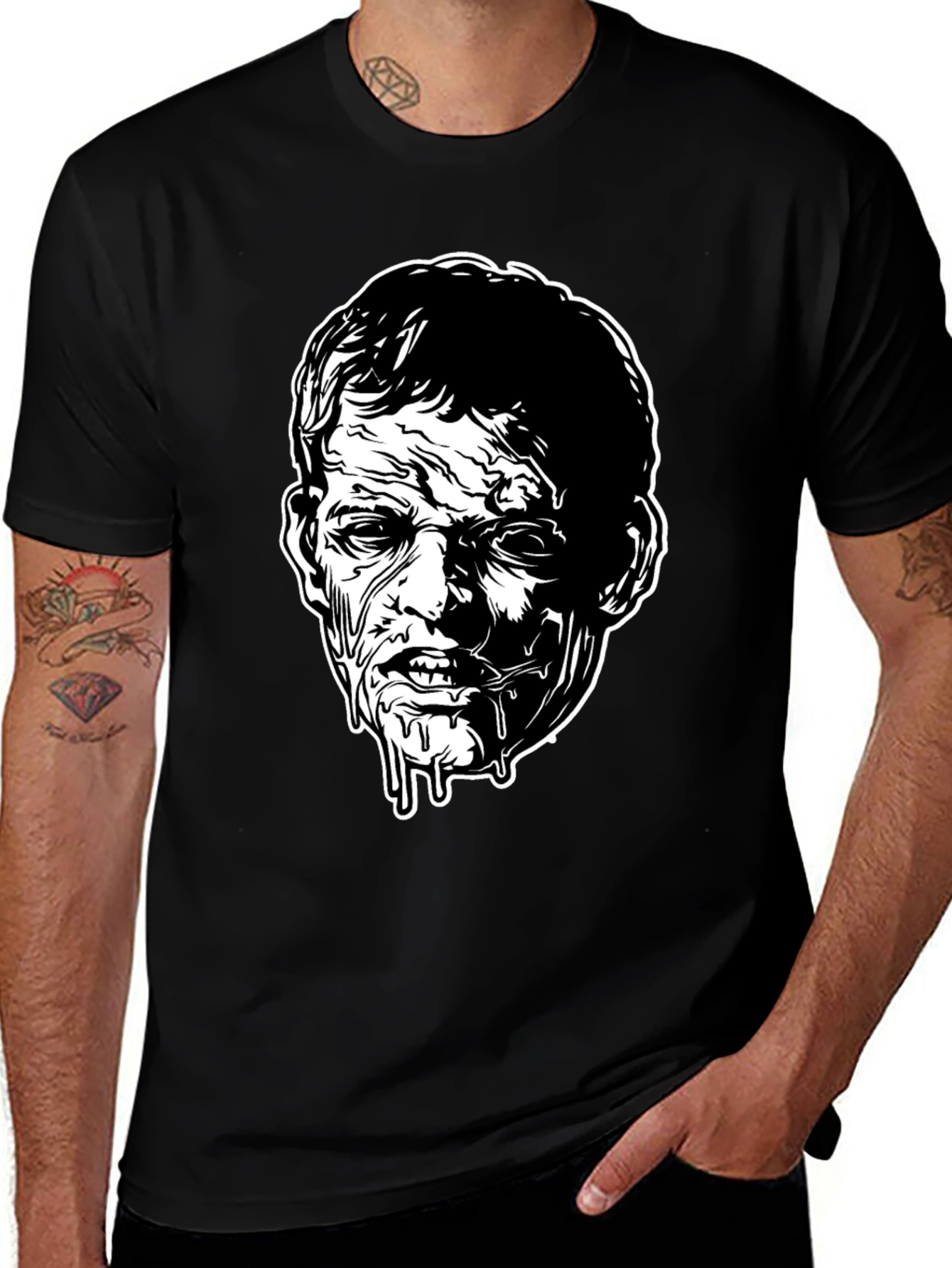 Variant 8 of Zombie Face Graphic Tee - Black