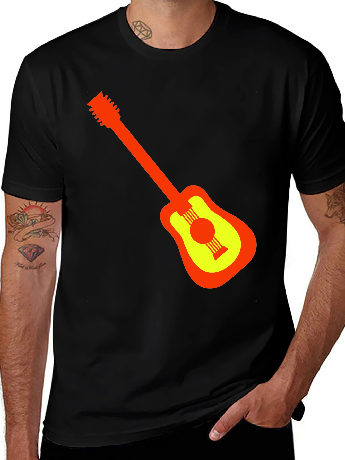 Variant 25 of Guitar Graphic Black T-Shirt - Stylish Music Lover Tee