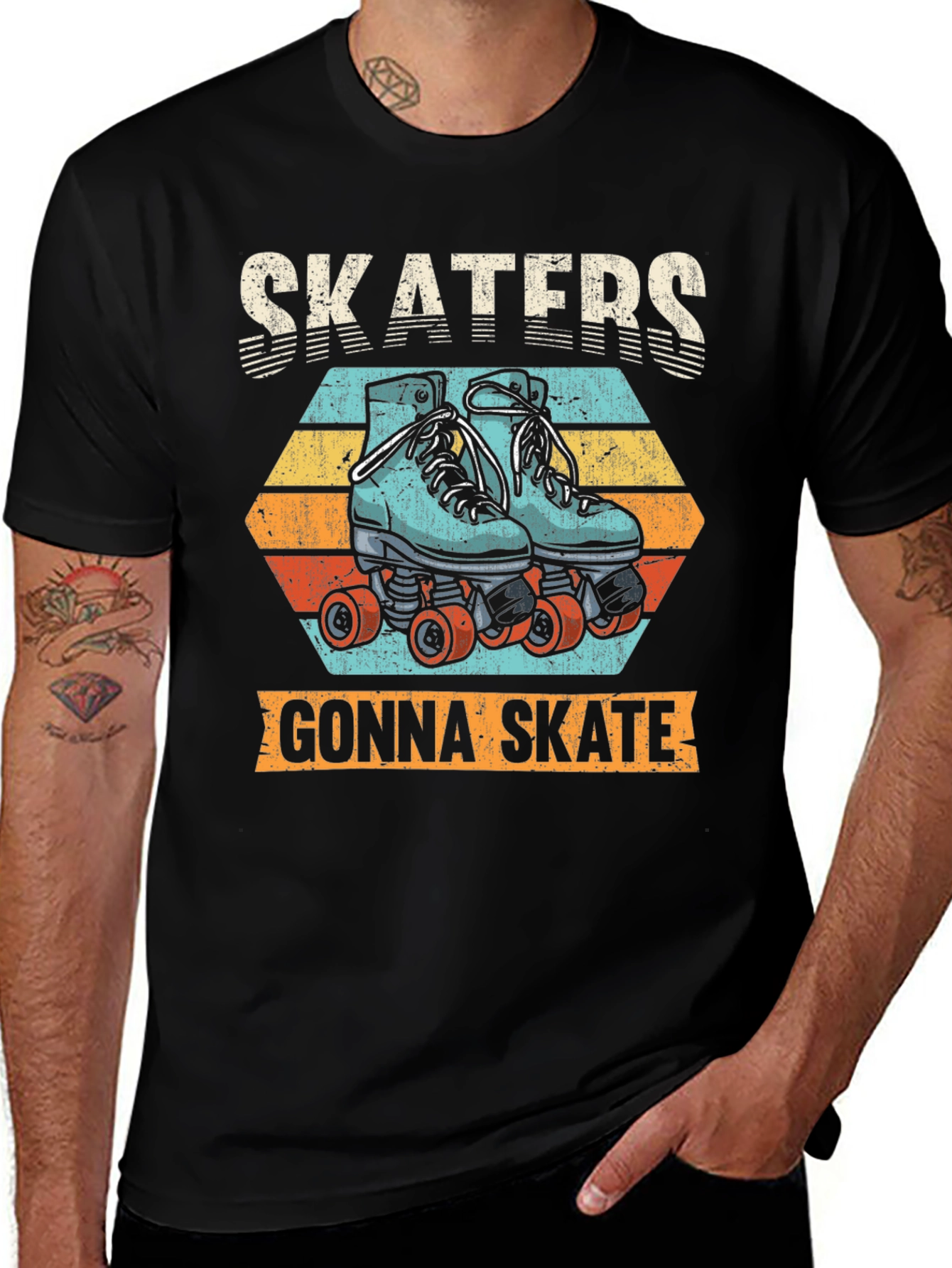 Variant 23 of Skaters Gonna Skate Retro T-Shirt