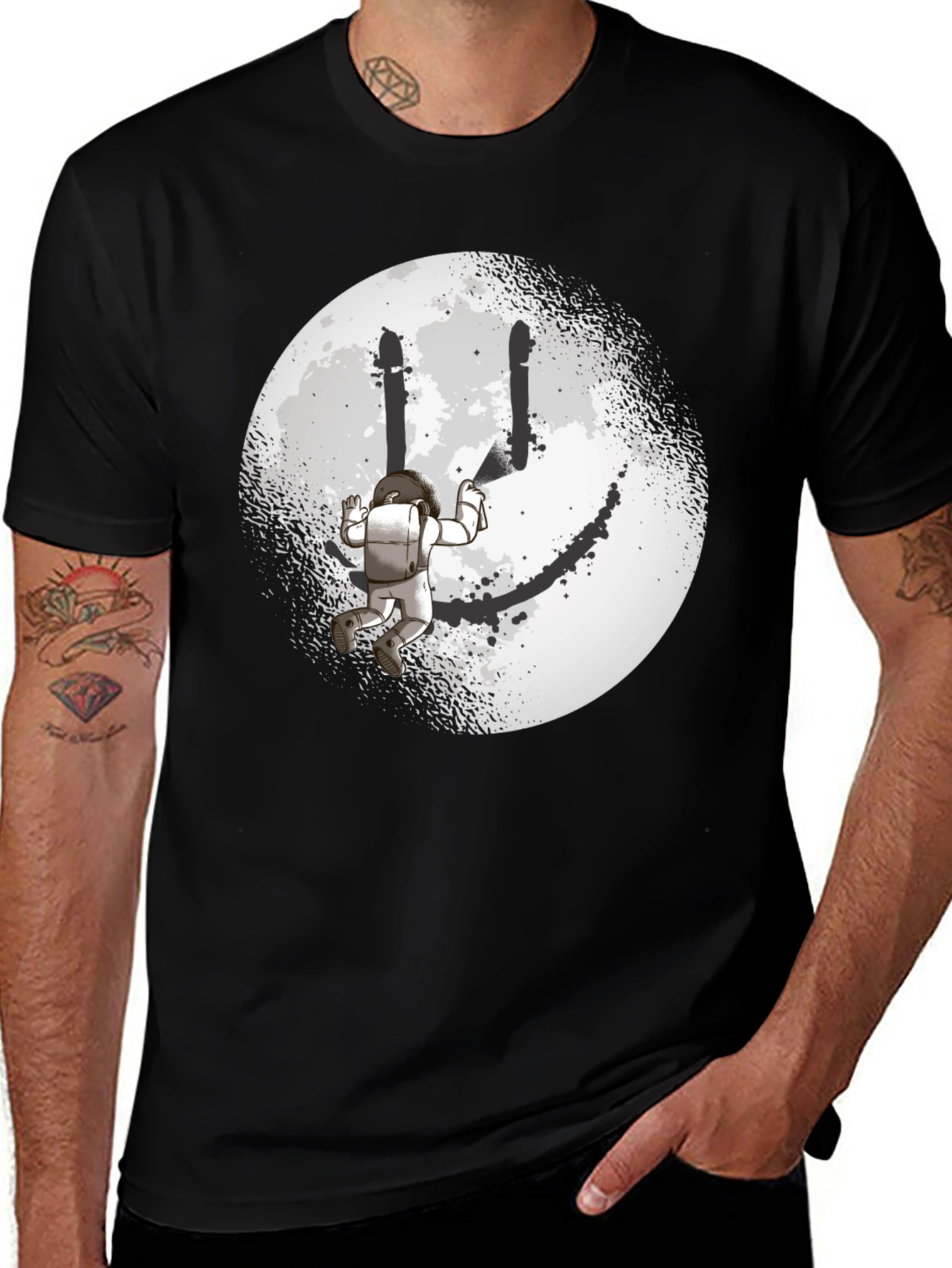 Variant 21 of Astronaut Smiley Moon Graphic Tee