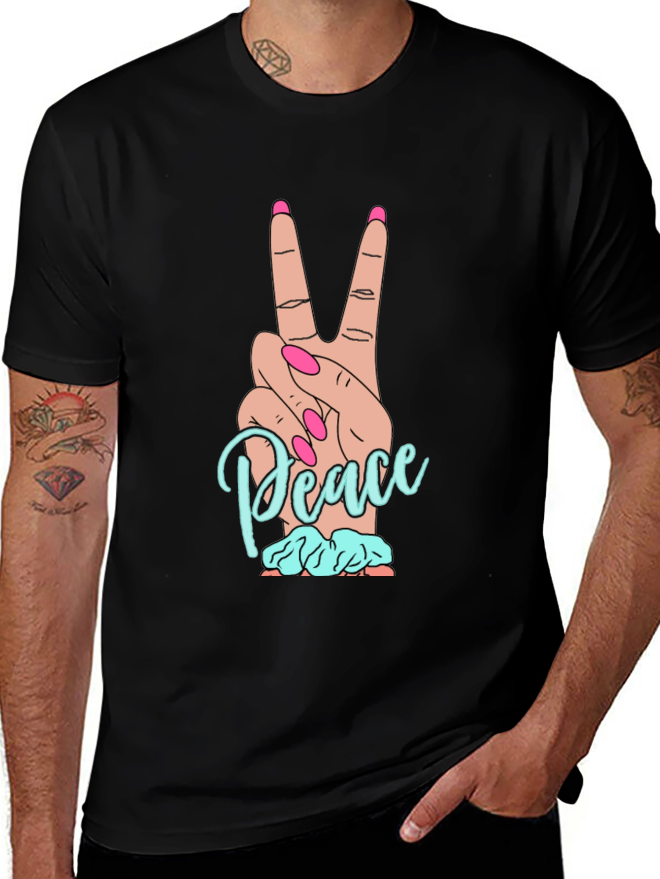 Variant 14 of Peace Sign Graphic Tee - Stylish Comfort