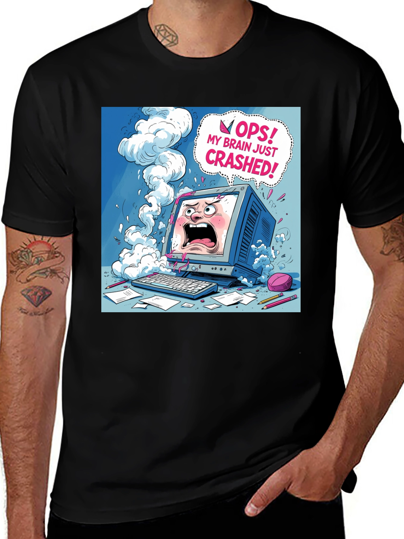 Variant 27 of Brain Just Crashed T-Shirt - Humorous Computer Humor