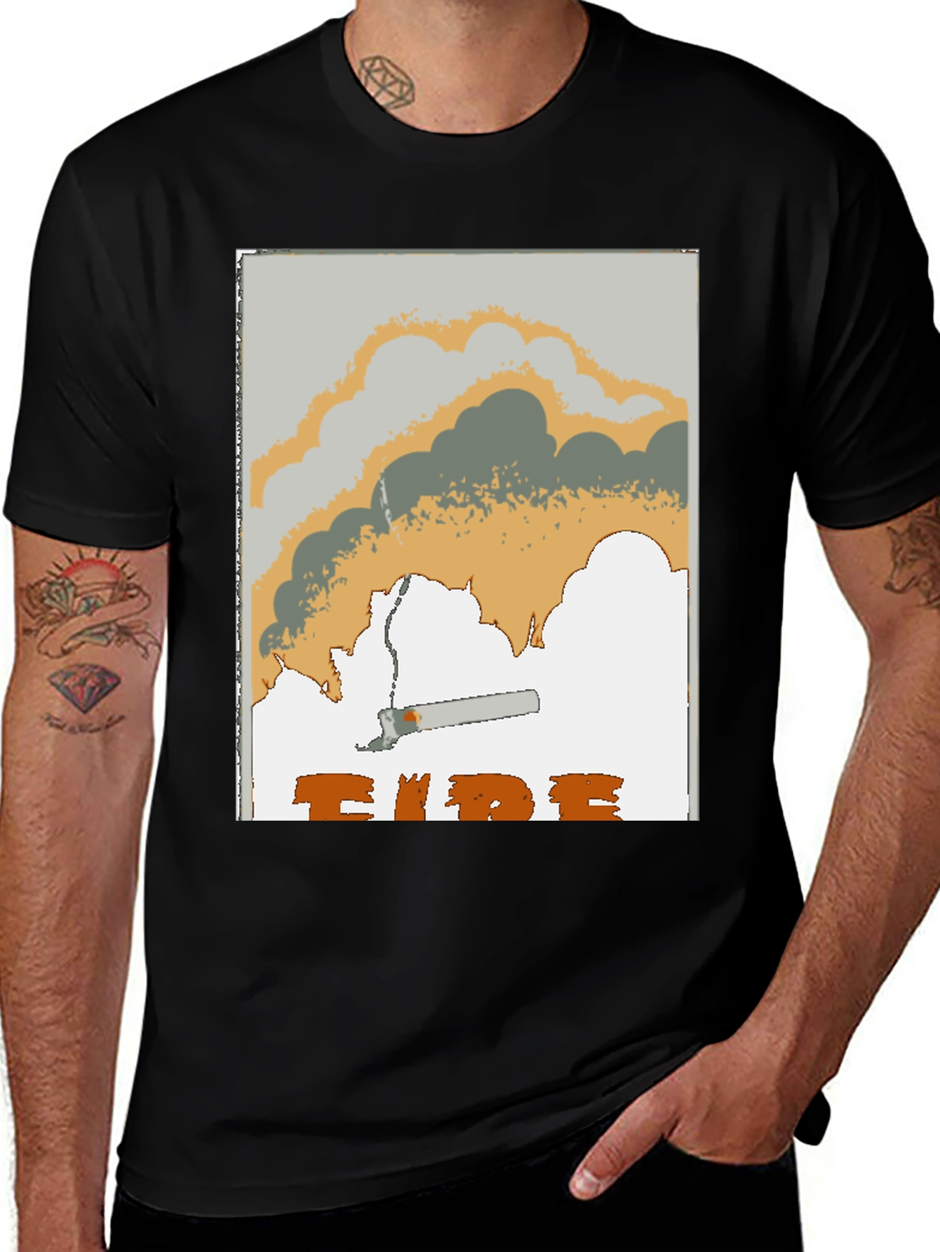 Variant 10 of Fire Graphic Black T-Shirt